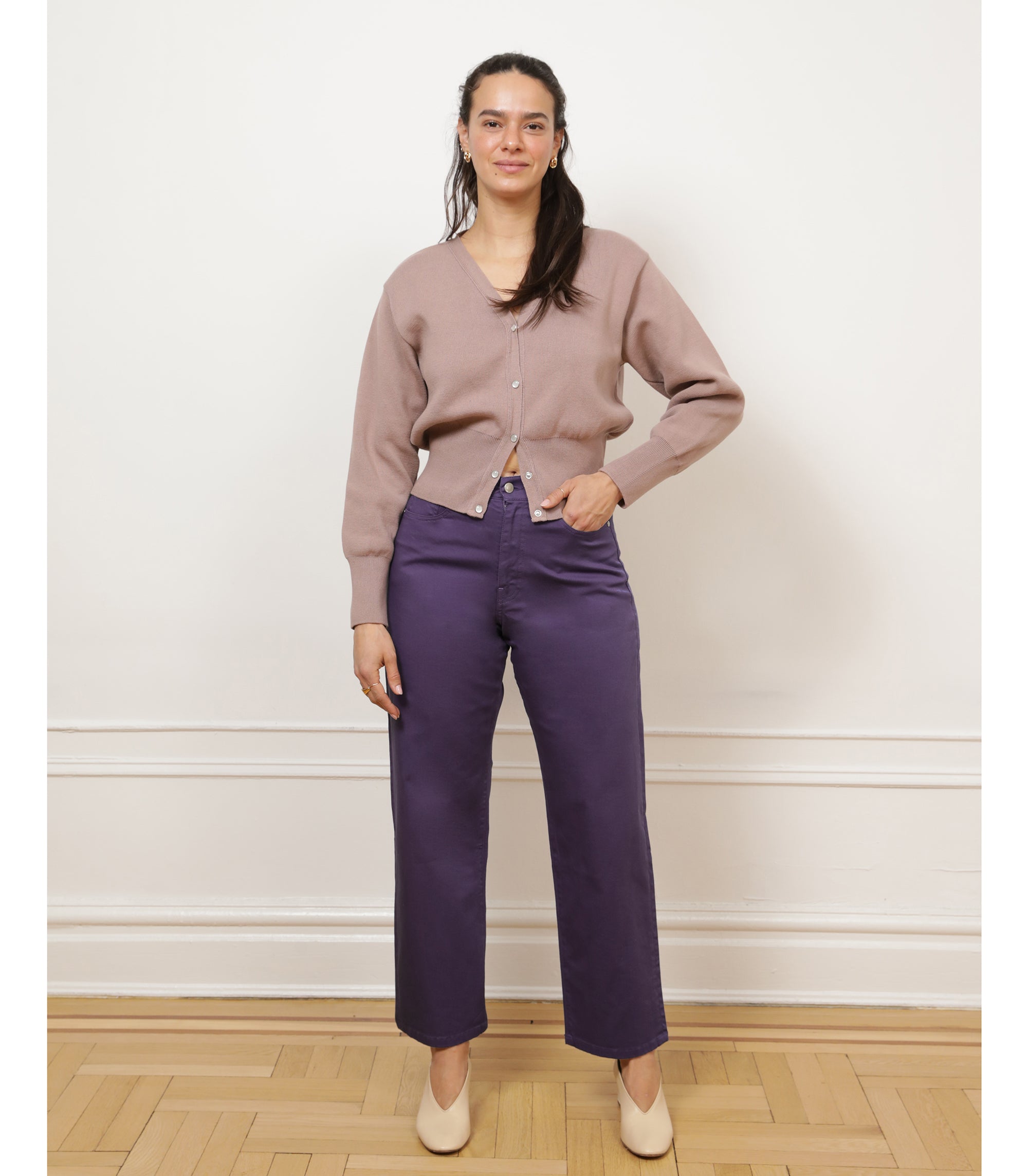 Amelia Barrel Trousers - Plum AW25