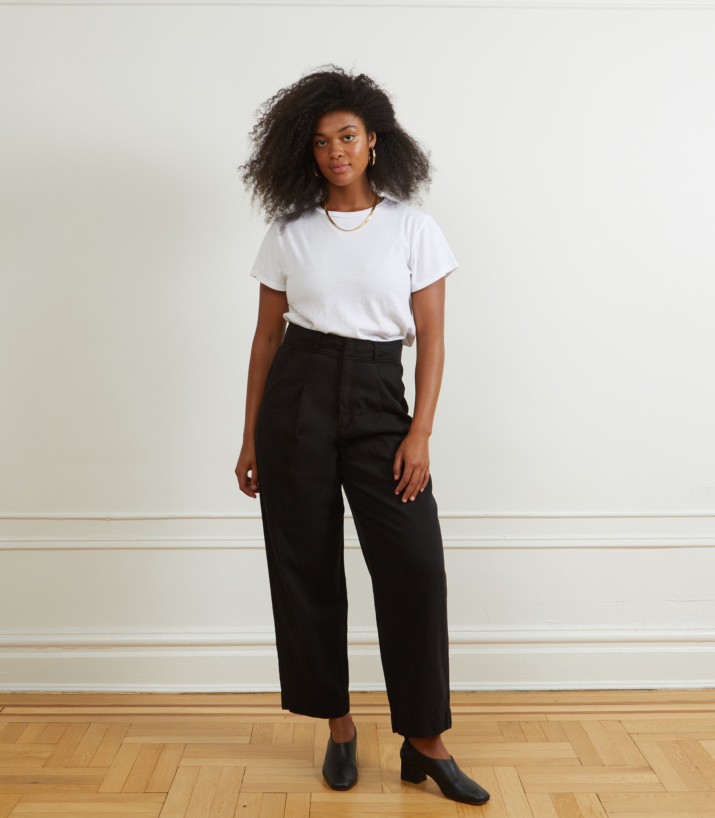 Elaine Pleated Tapered Trousers - Black SAMPLE SALE