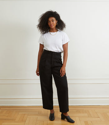 Elaine Pleated Tapered Trousers - Black