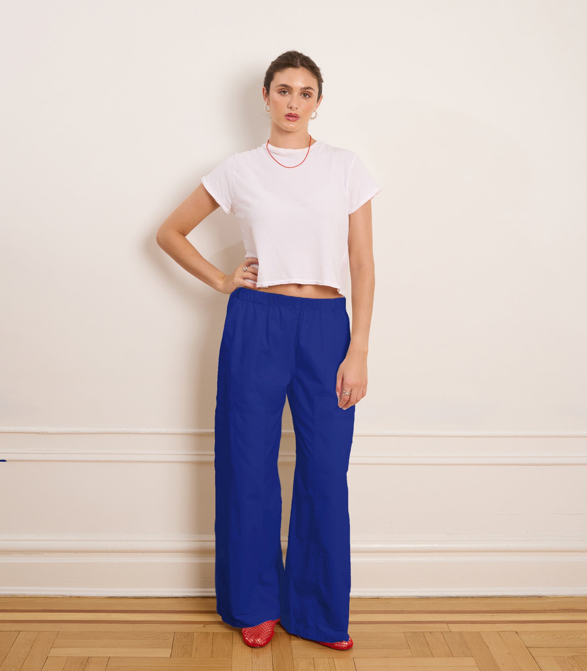 Rachel Elastic Waist Carpenter Pants - BLUEBERRY