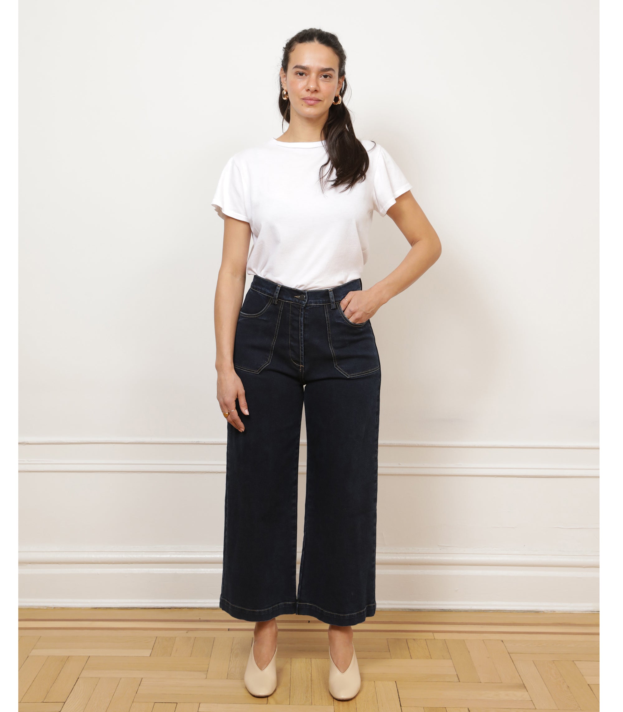 Simone Wide Crop Jeans - New York Dark