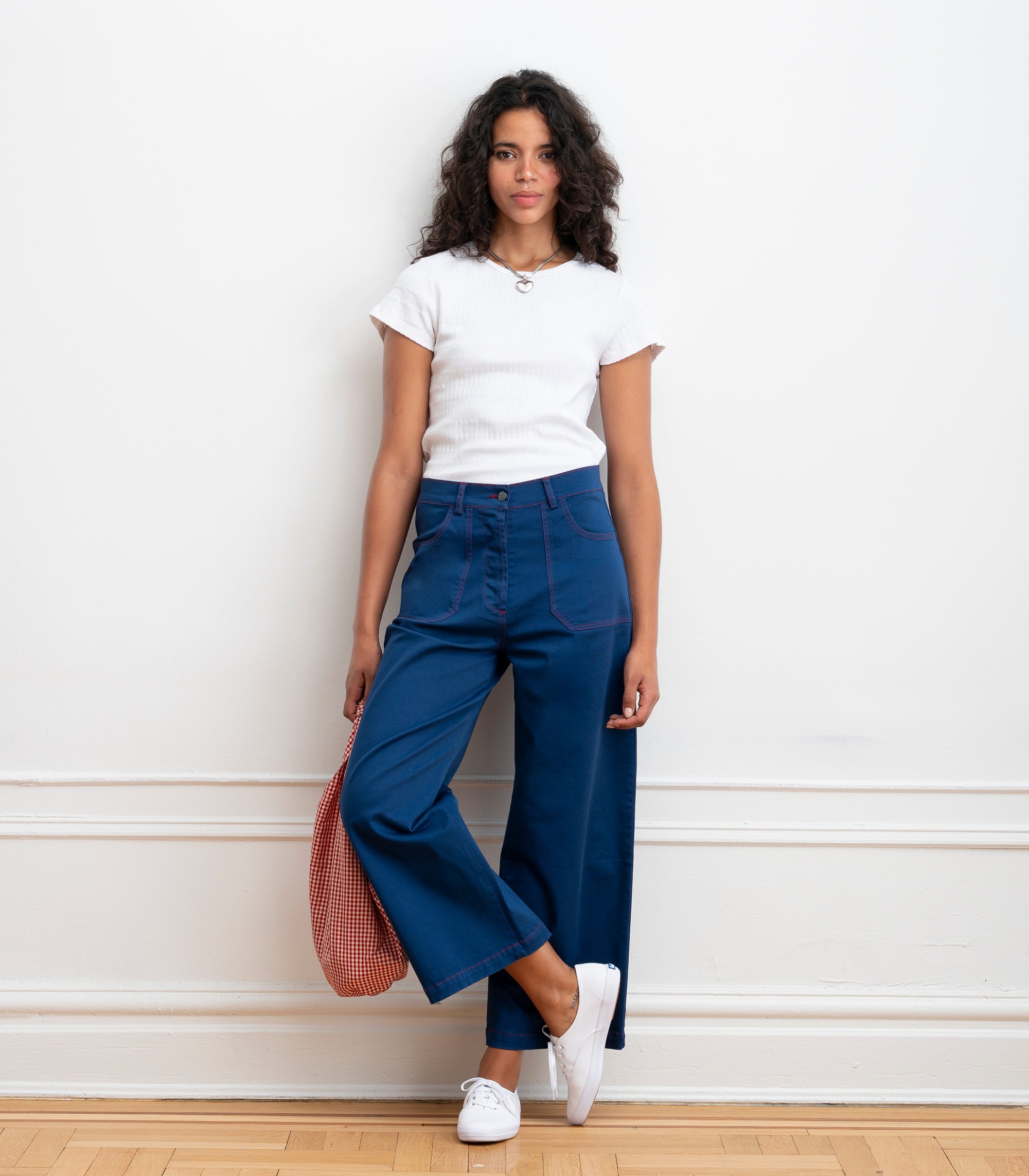 Simone Wide Crop Pants - Blueberry