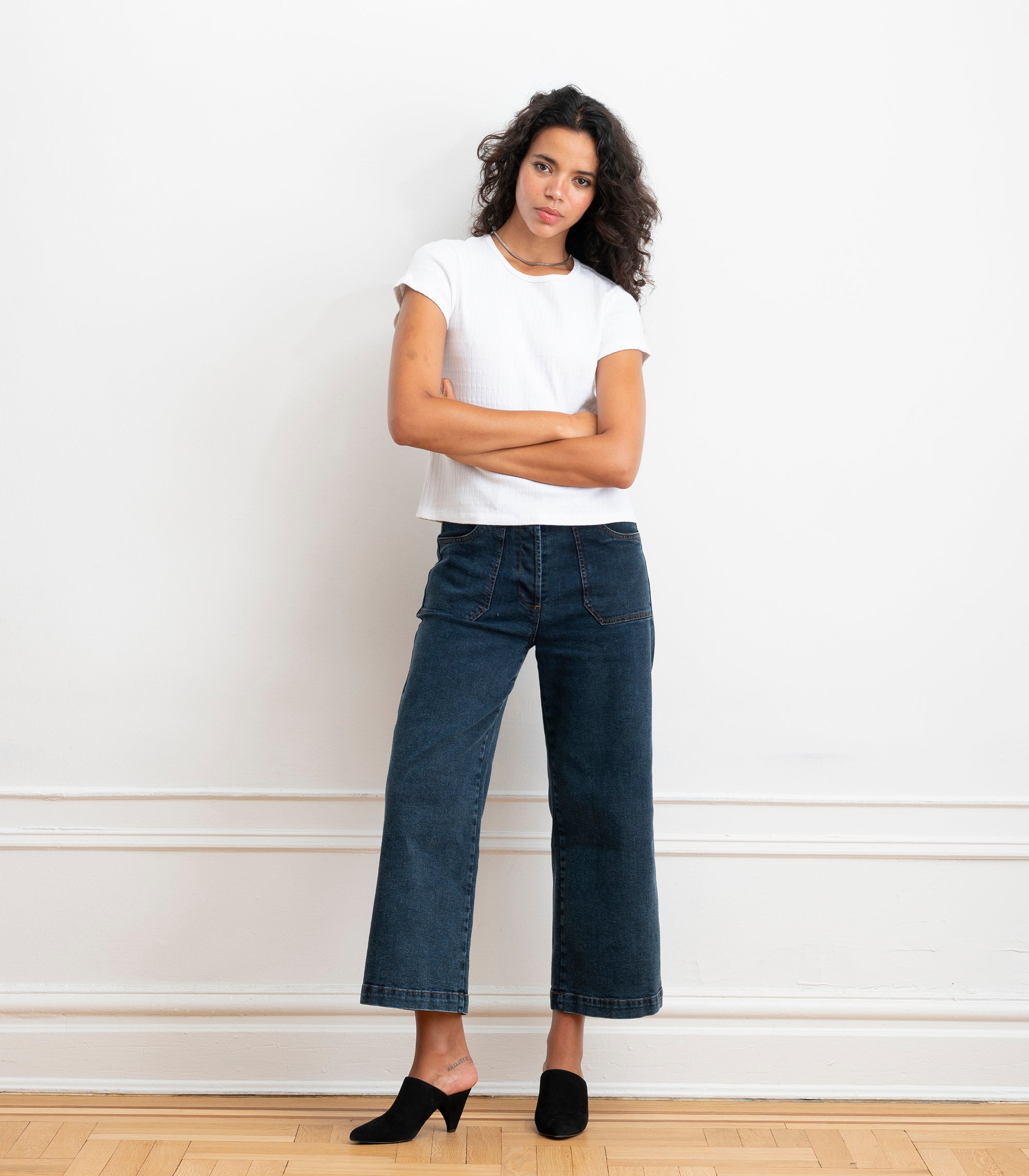 Miranda Pointelle Tee - White