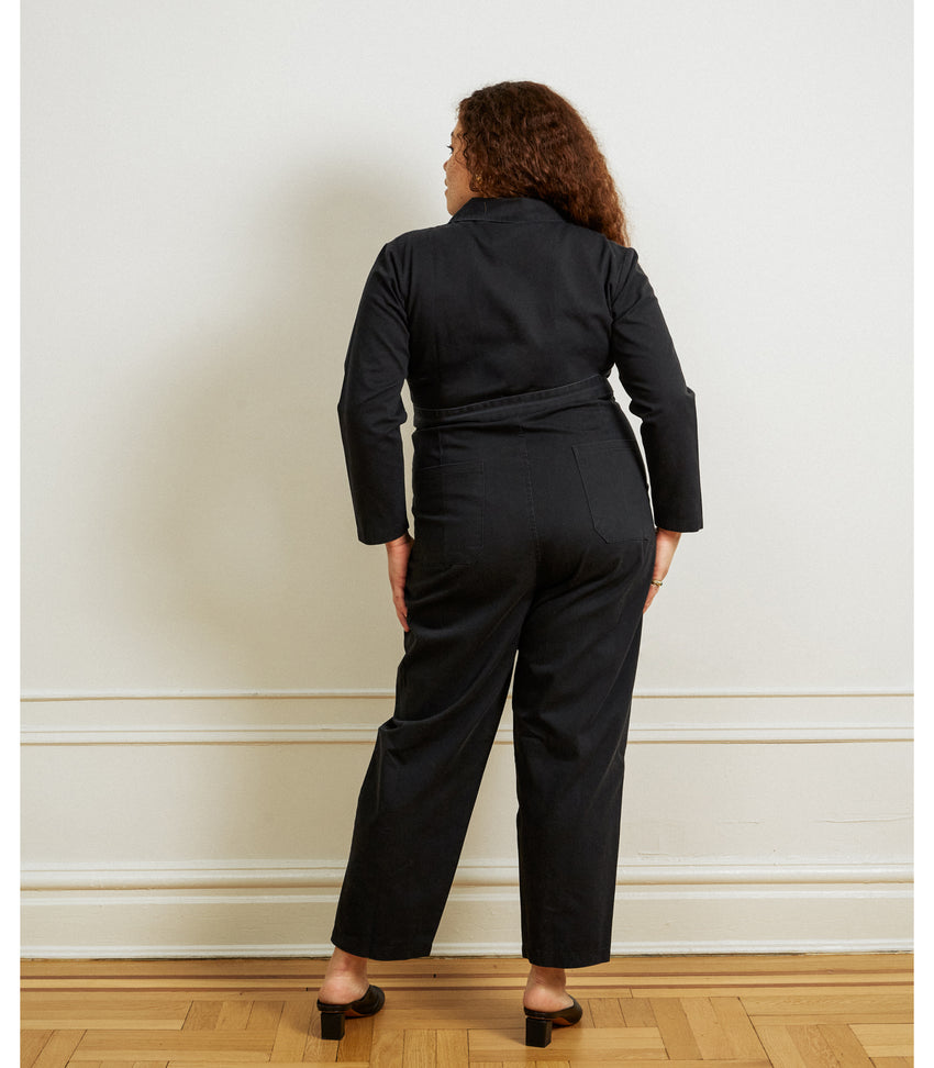 Wallis Long Sleeve Zip Jumpsuit - Black