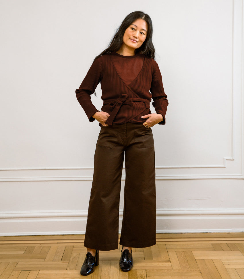 Simone Pants in Brown & Hutton Tee in Cocoa | LOUP
