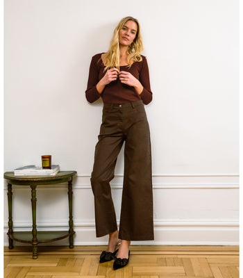Toni Wide Ankle Pants - Brown