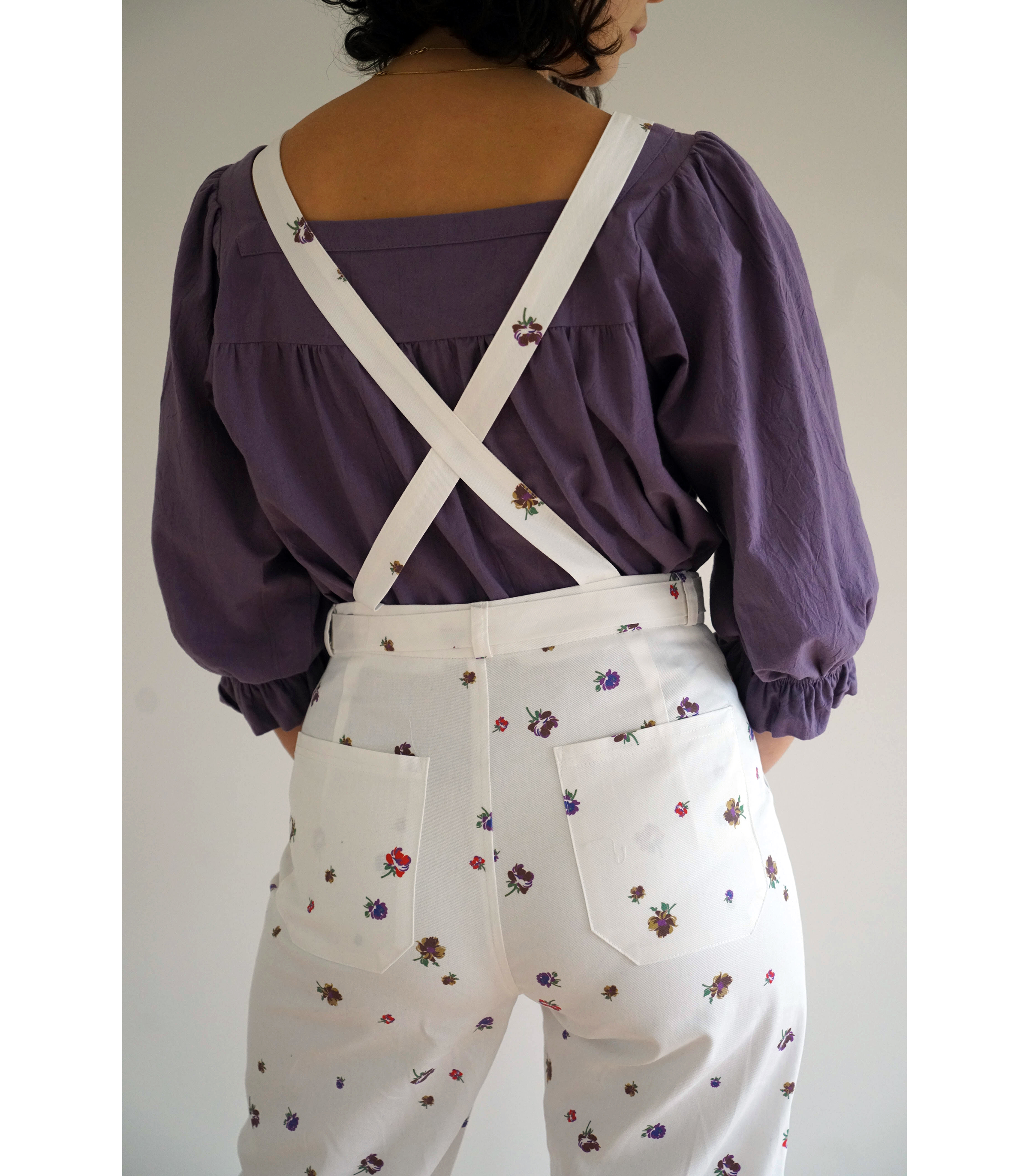 Fiona Tie Strap Overalls - White Floral SAMPLE SALE