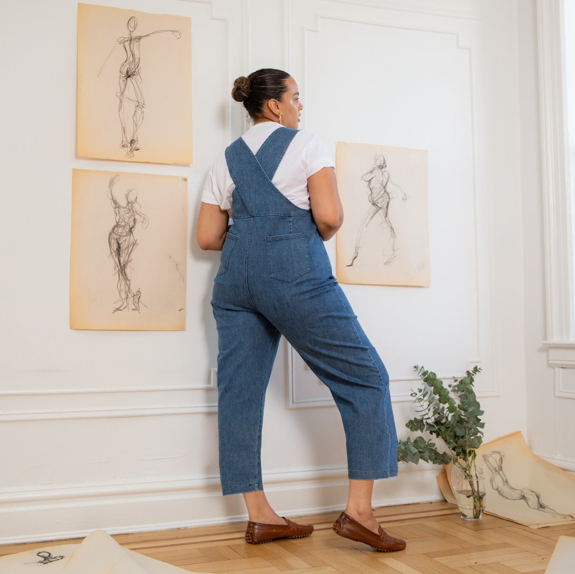 Rhoda Buckle Strap Coveralls - Washed Indigo SAMPLE SALE