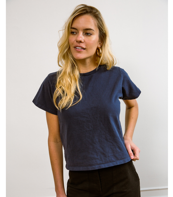 Hutton Boxy Fitted Tee - Navy