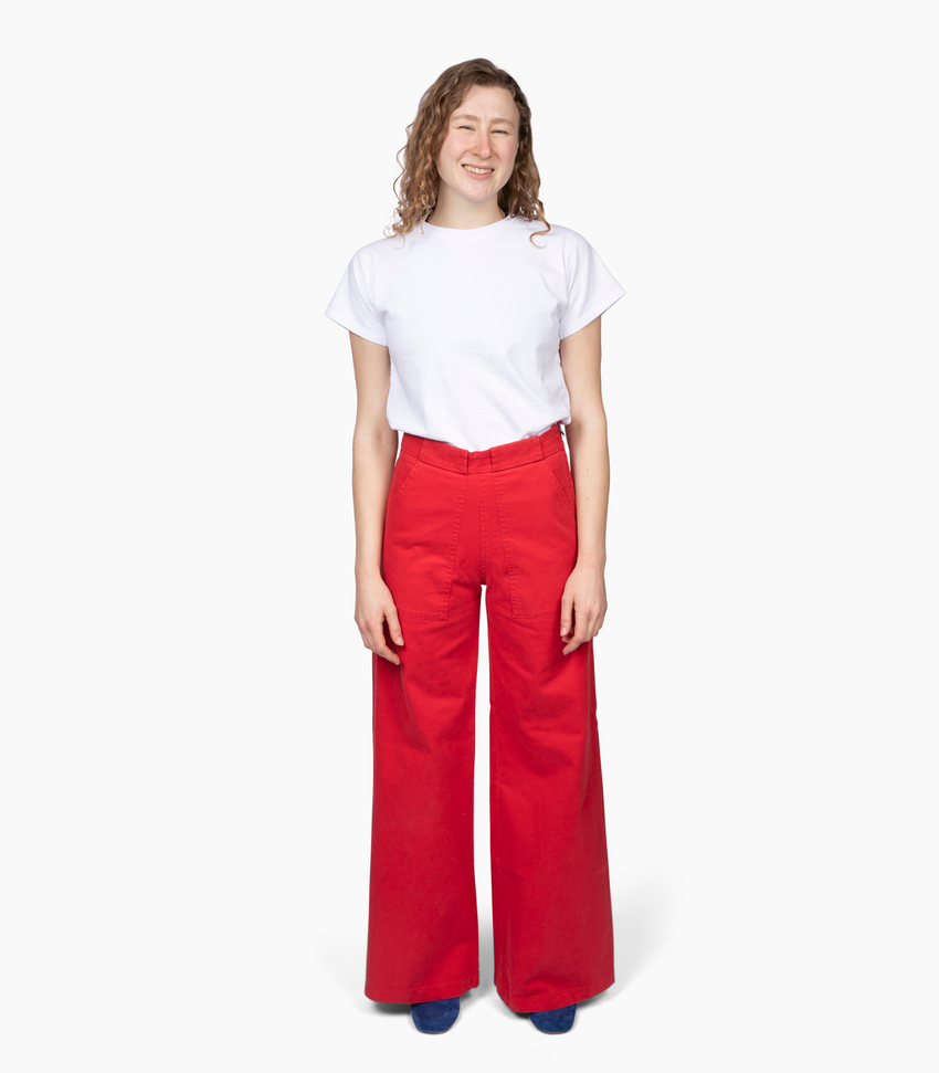 Long Sabrina Wide-Leg Pants - Red