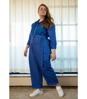 Wallis Long Sleeve Zip Jumpsuit - Royal