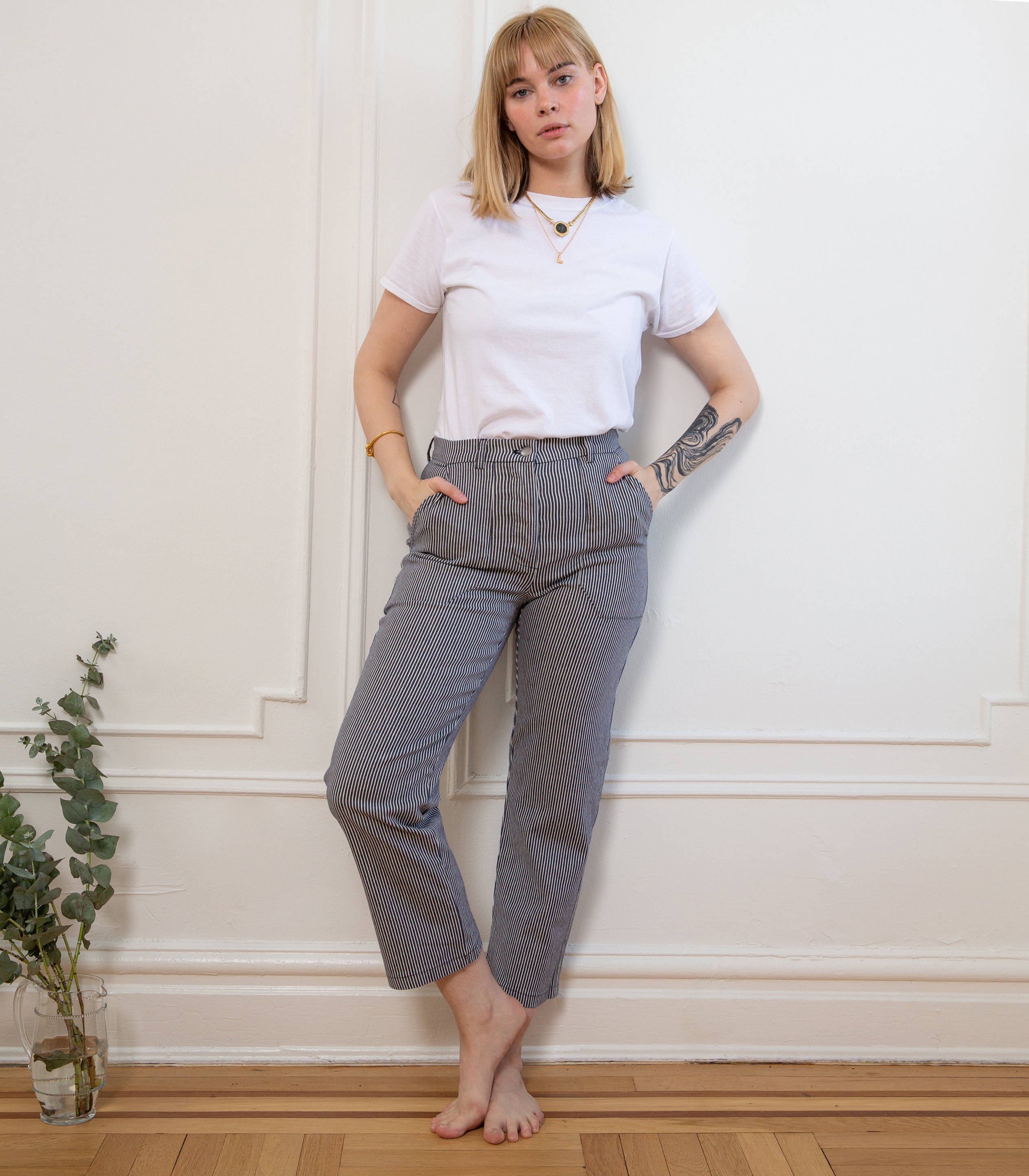 James Straight-Leg Work Pant - Stripe SAMPLE SALE