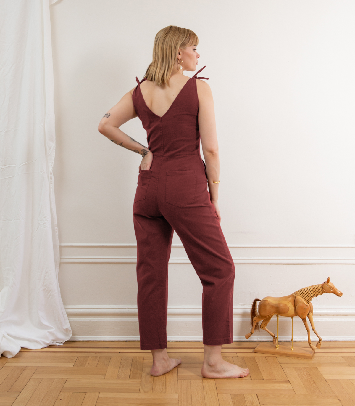 Slate Tie Strap Coveralls - Terracotta SAMPLE SALE