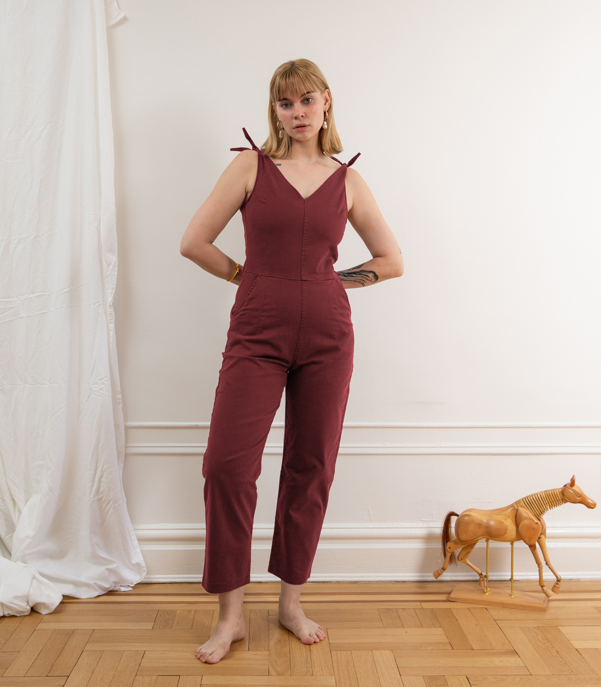 Slate Tie Strap Coveralls - Terracotta SAMPLE SALE