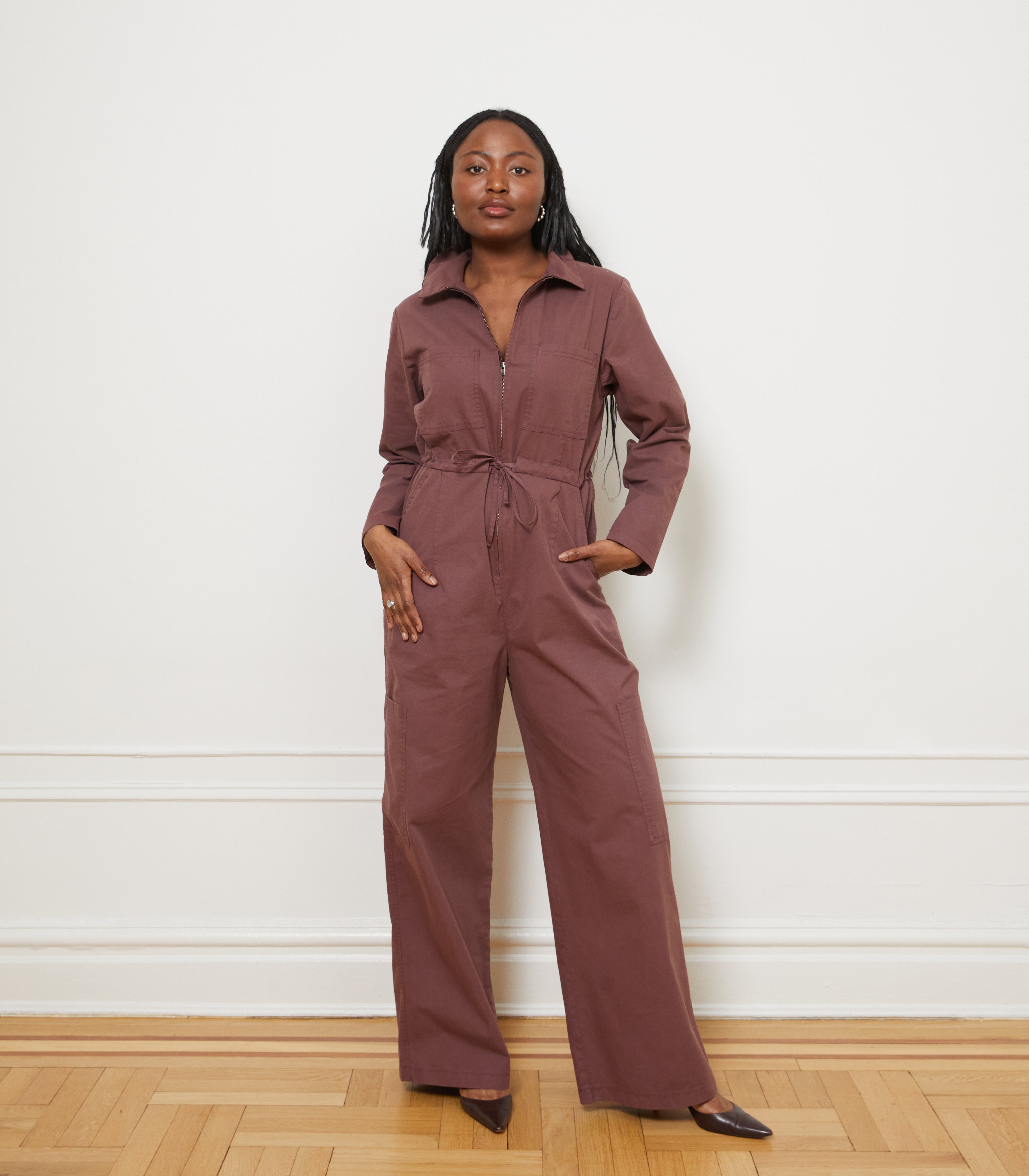 Spencer Cargo Zip Jumpsuit - Auburn