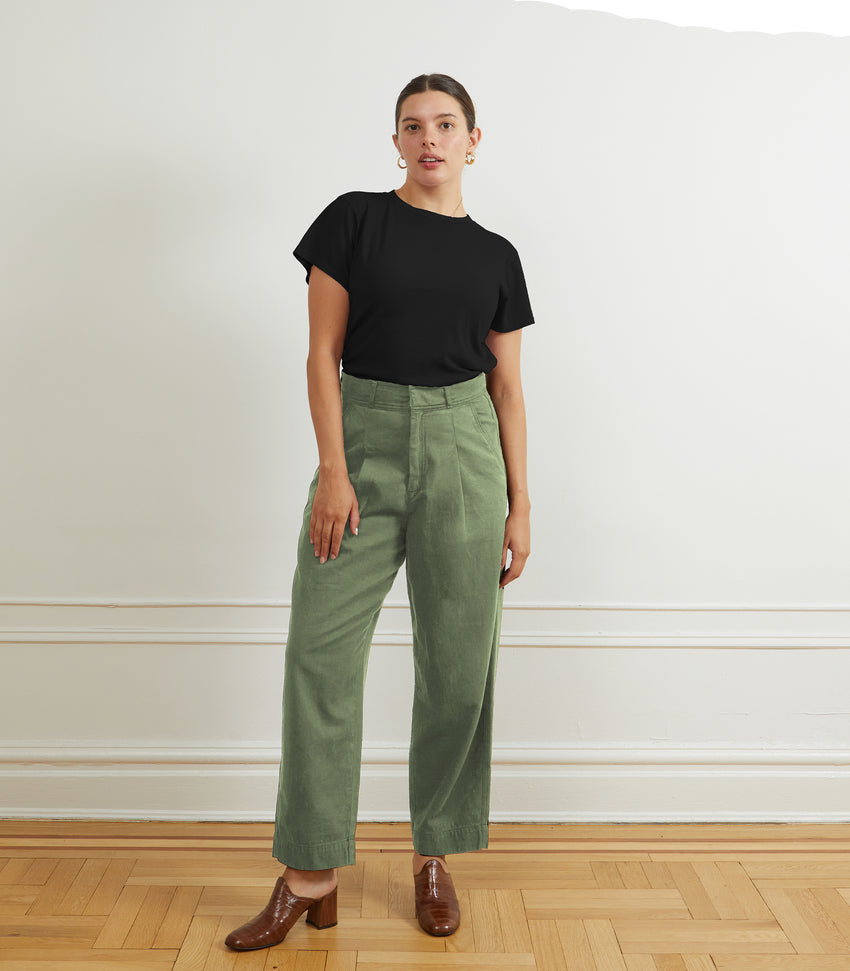 Elaine Pleated Tapered Trousers - Cardamom