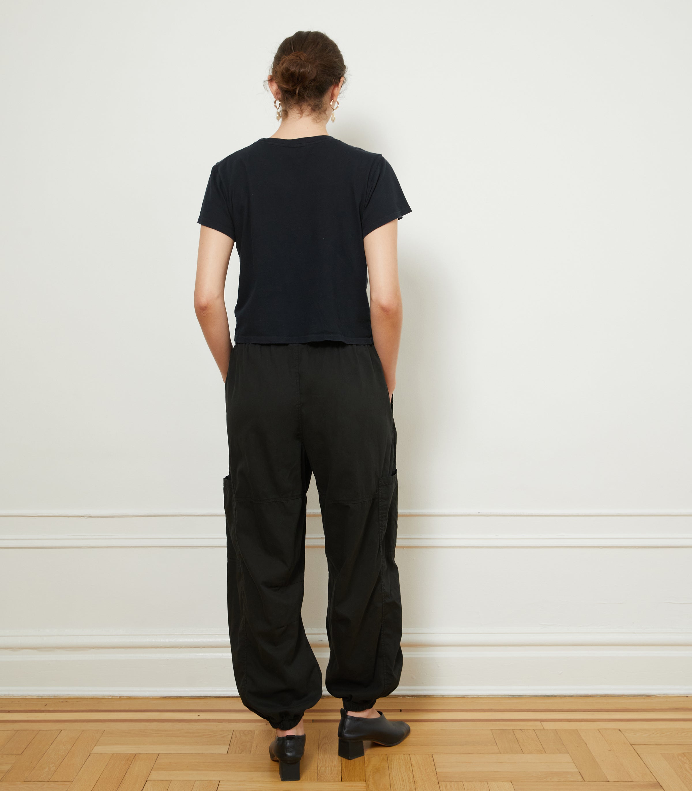 Emily Barrel Leg Cargo Pants & Bessette Tee - Black | LOUP