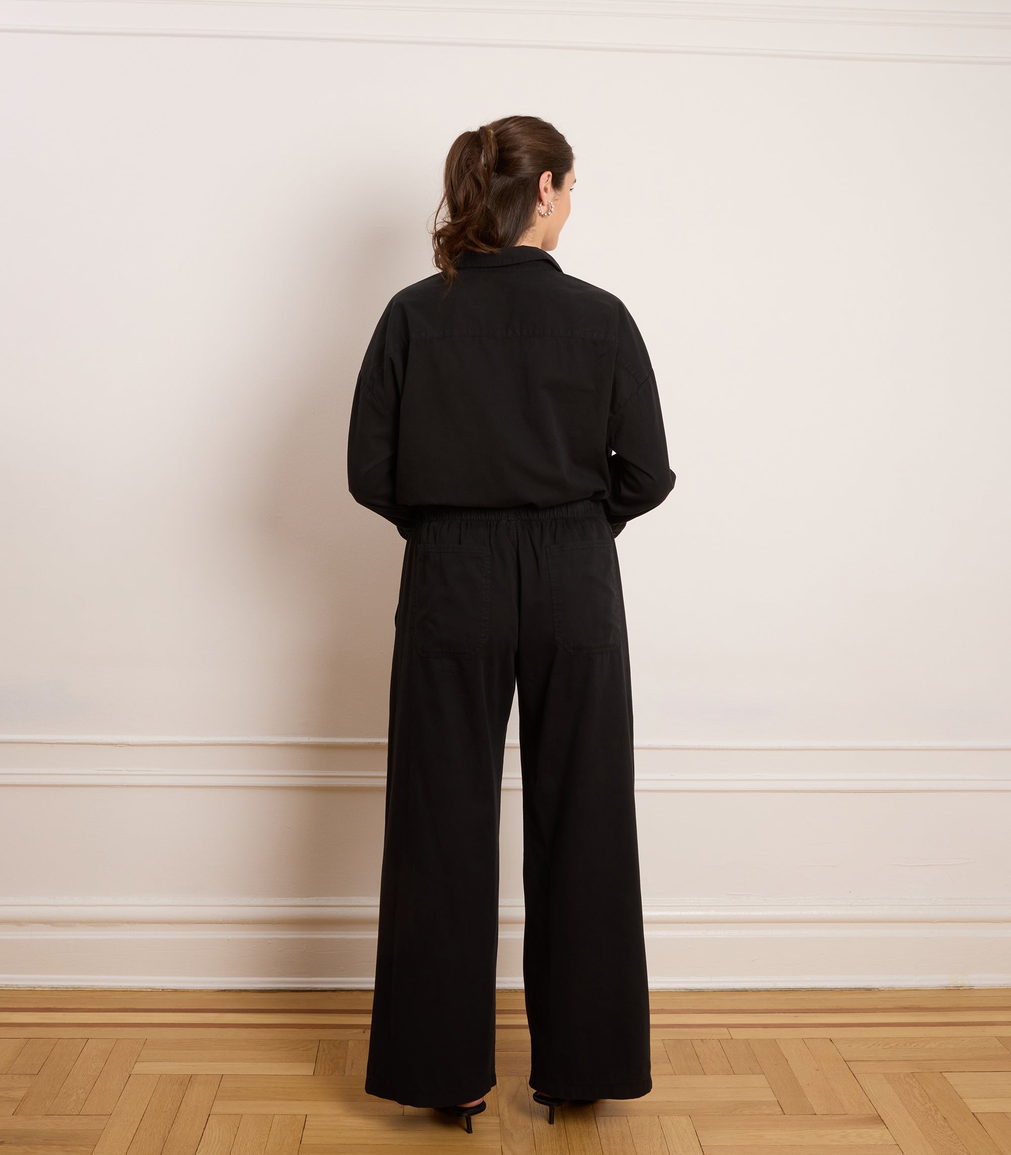 Rachel Elastic Waist Carpenter Pants - Black