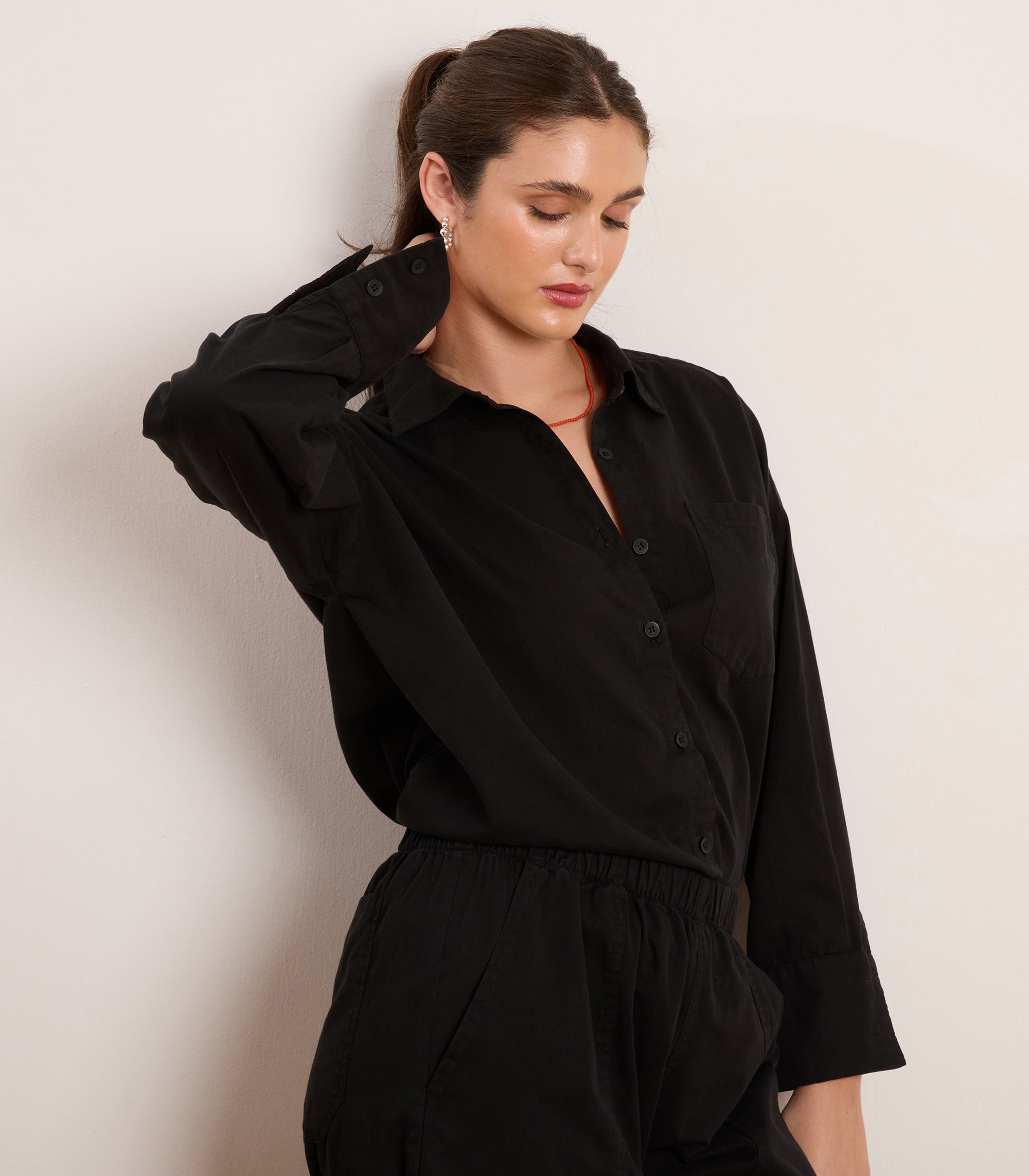 Black Rachel Elastic Waist Carpenter Pants - Soft cotton | LOUP