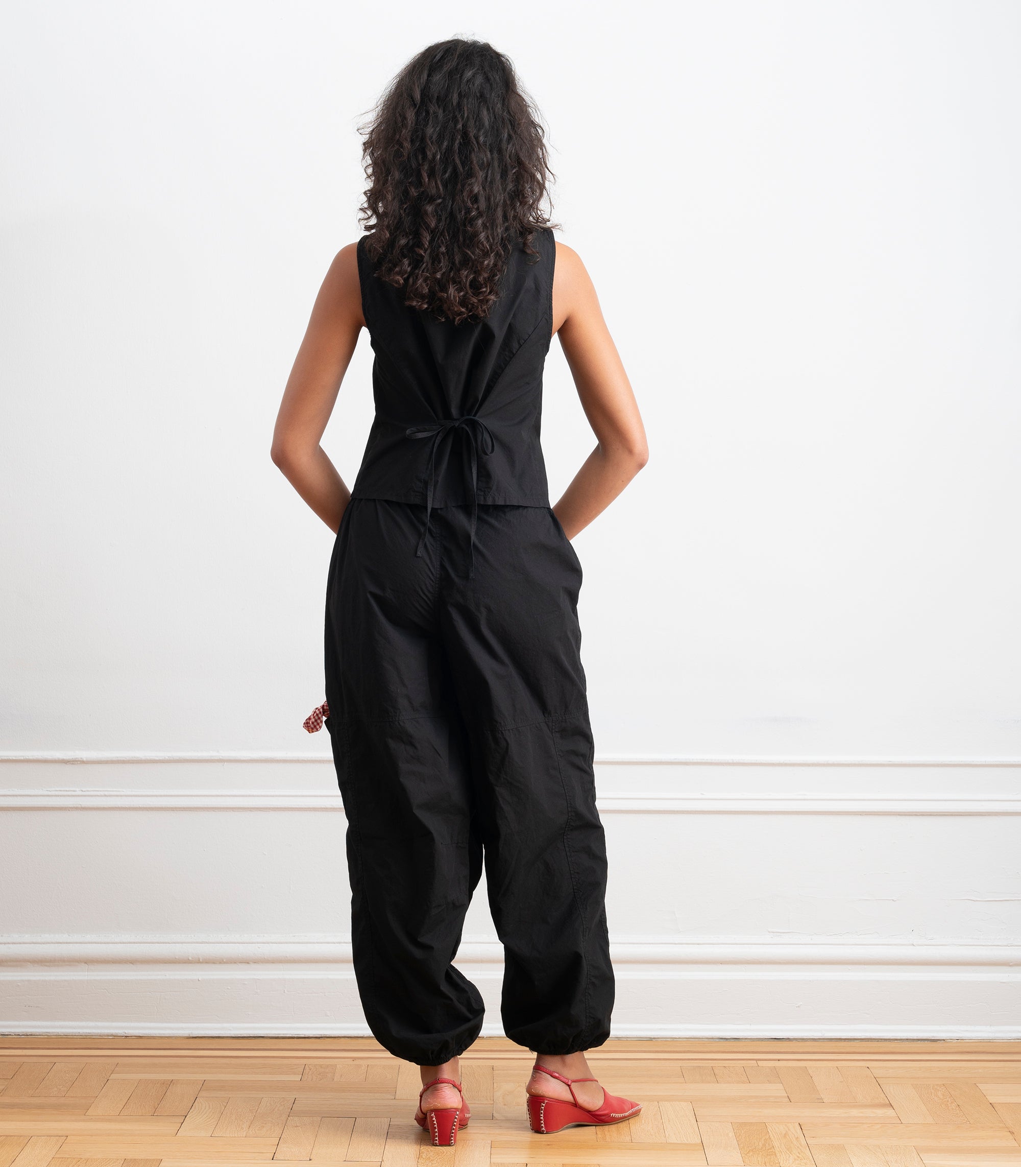 Nara Parachute Leg Drawstring Pants - Black