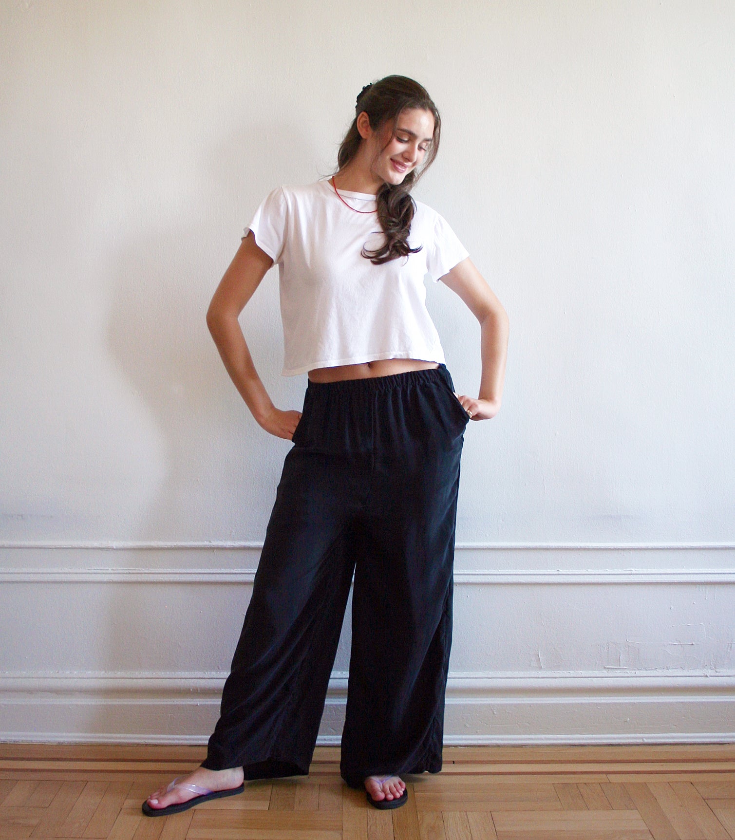 Lana Silky Wide Leg Pants - Black