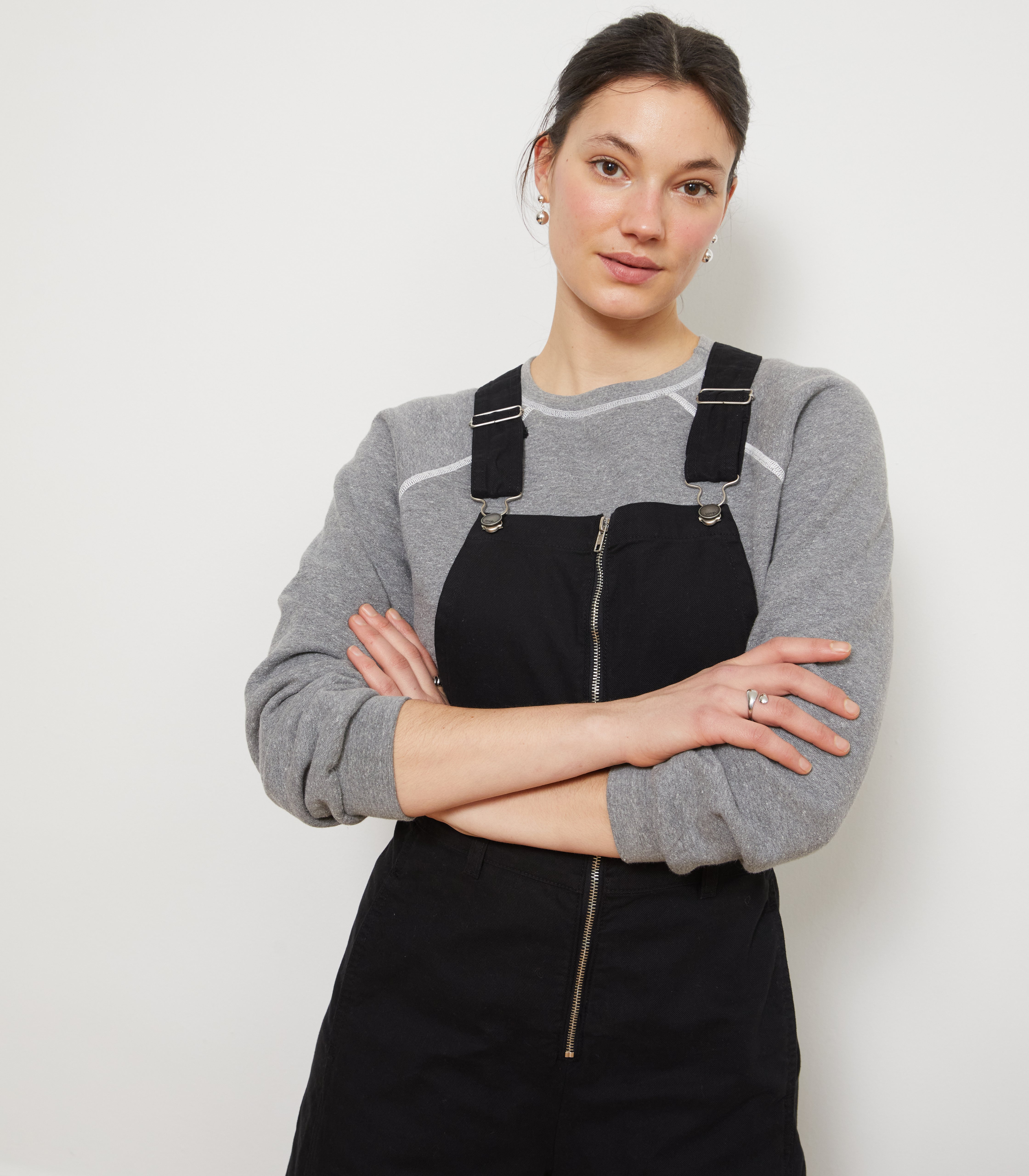 Madelyn Zip Front Overalls - Black | LOUP