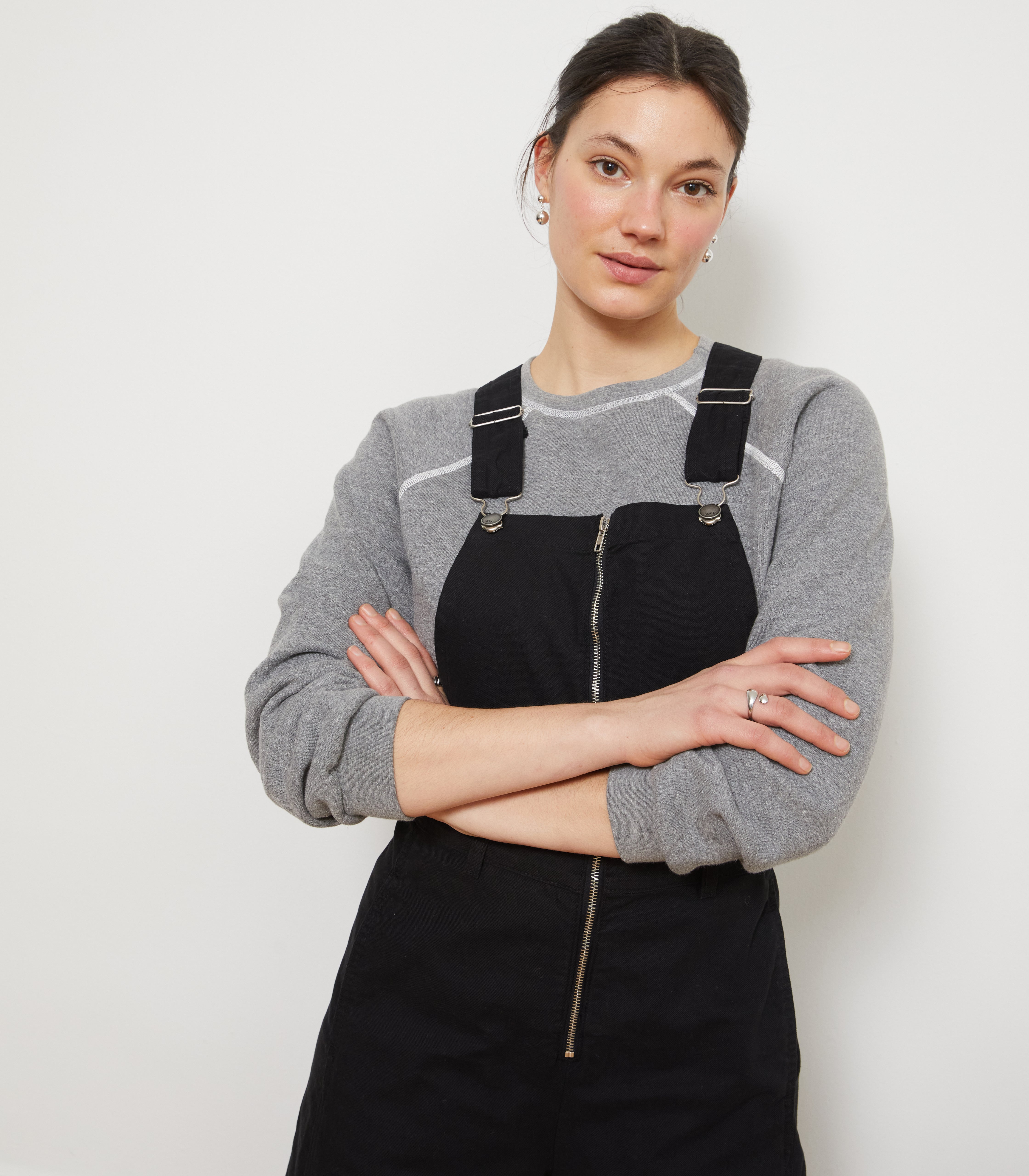 Madelyn Zip Front Overalls - Black