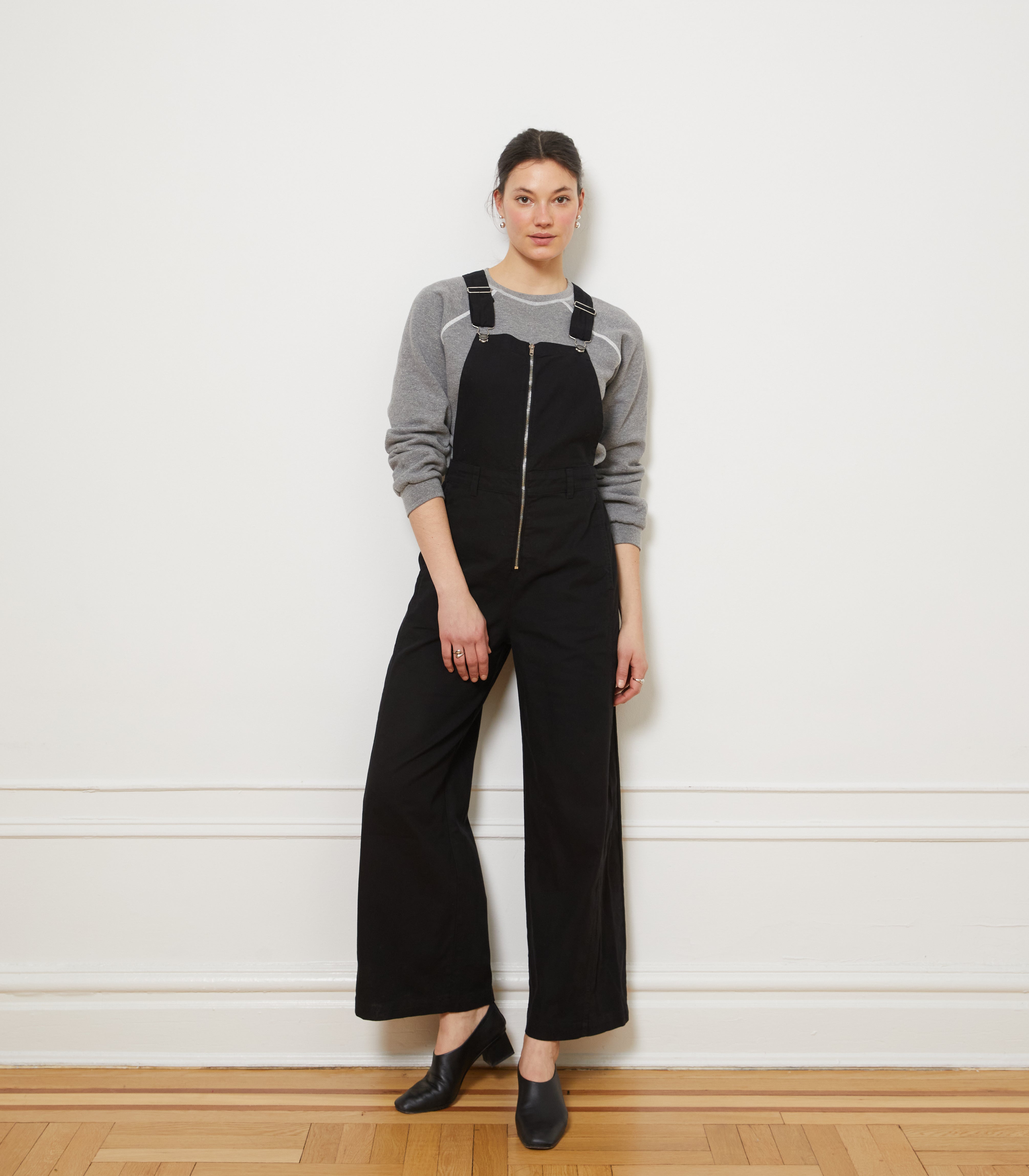Madelyn Zip Front Overalls - Black | LOUP
