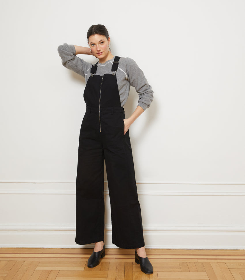 Madelyn Zip Front Overalls - Black