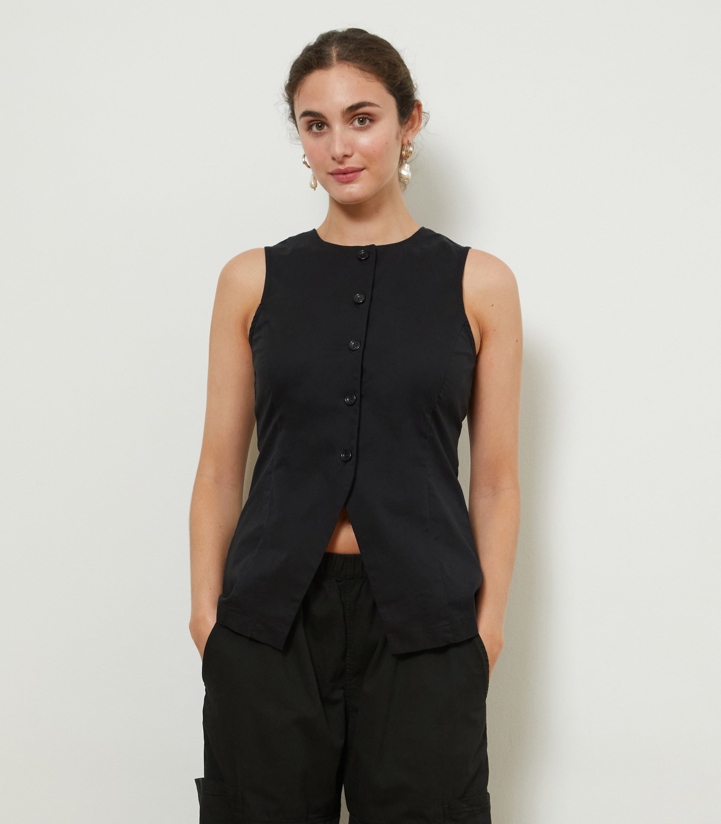 Marissa Long Fitted Vest - Black | LOUP