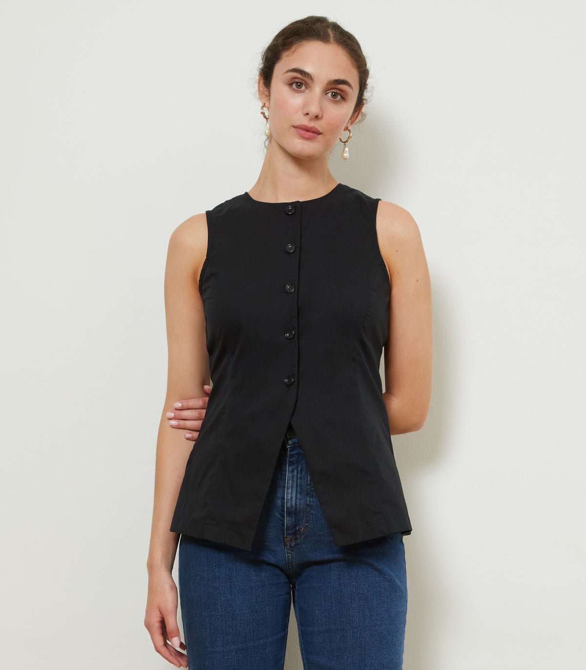 Marissa Long Fitted Vest - Black