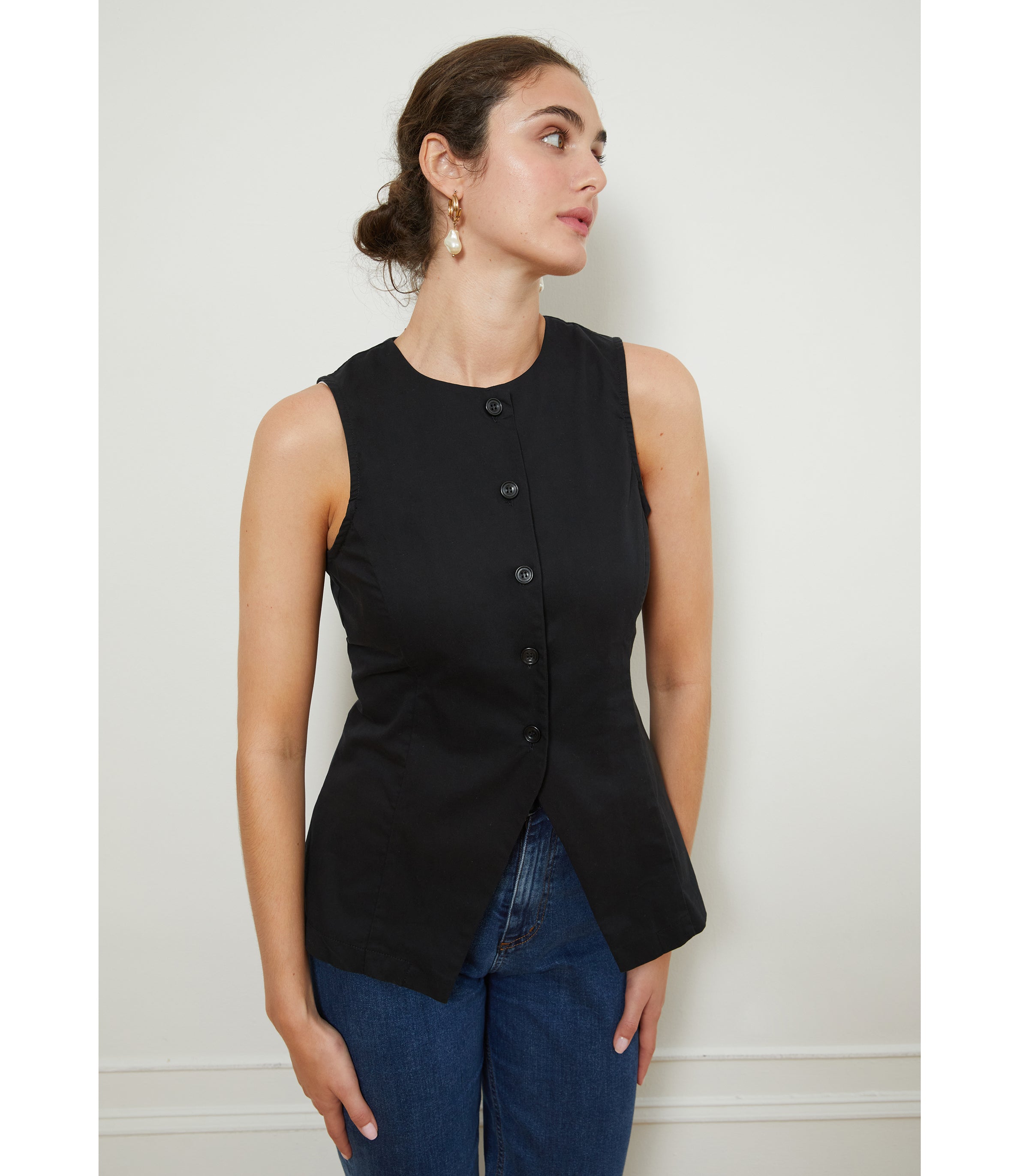 Marissa Long Fitted Vest - Black | LOUP