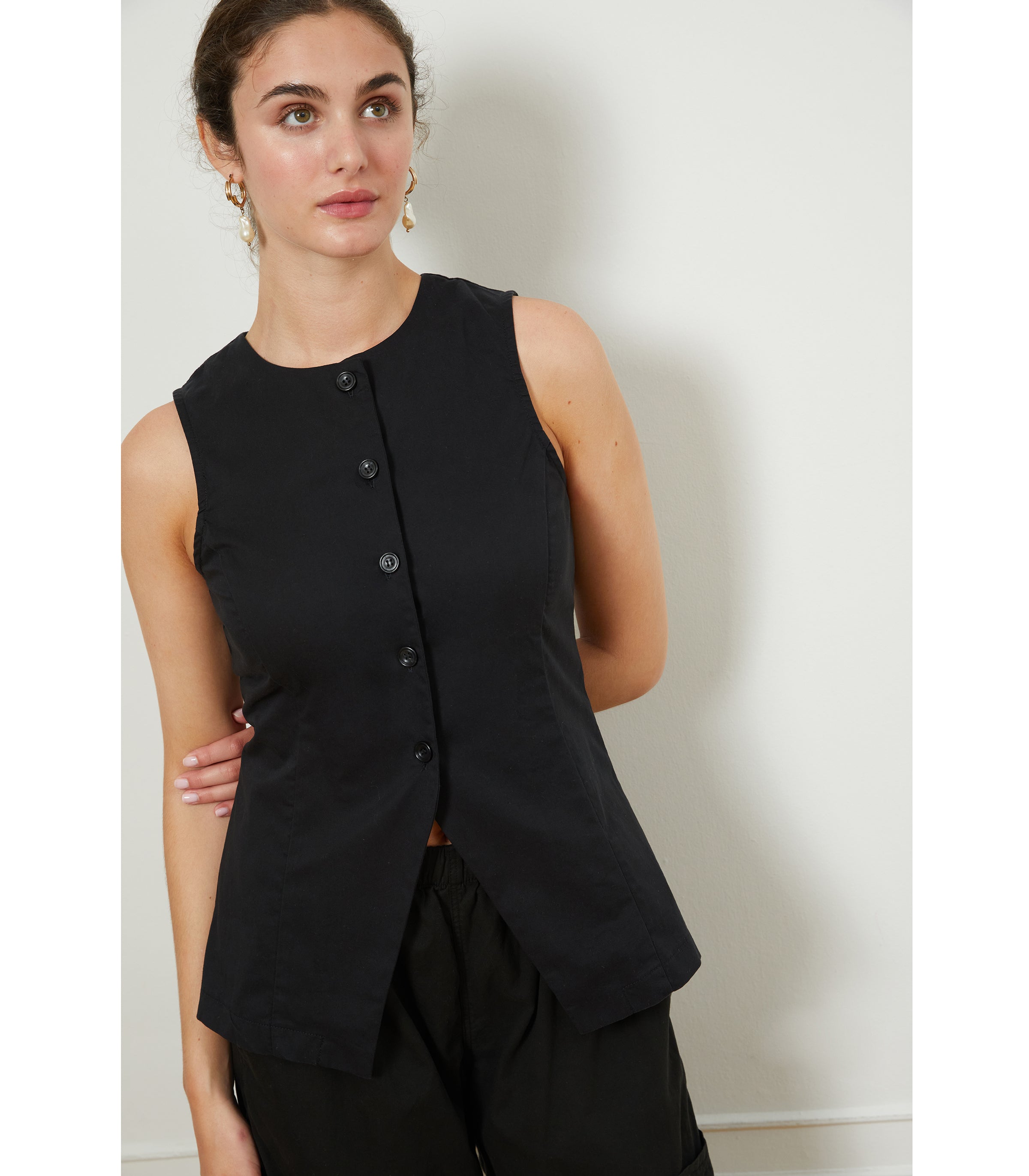 Marissa Long Fitted Vest - Black | LOUP