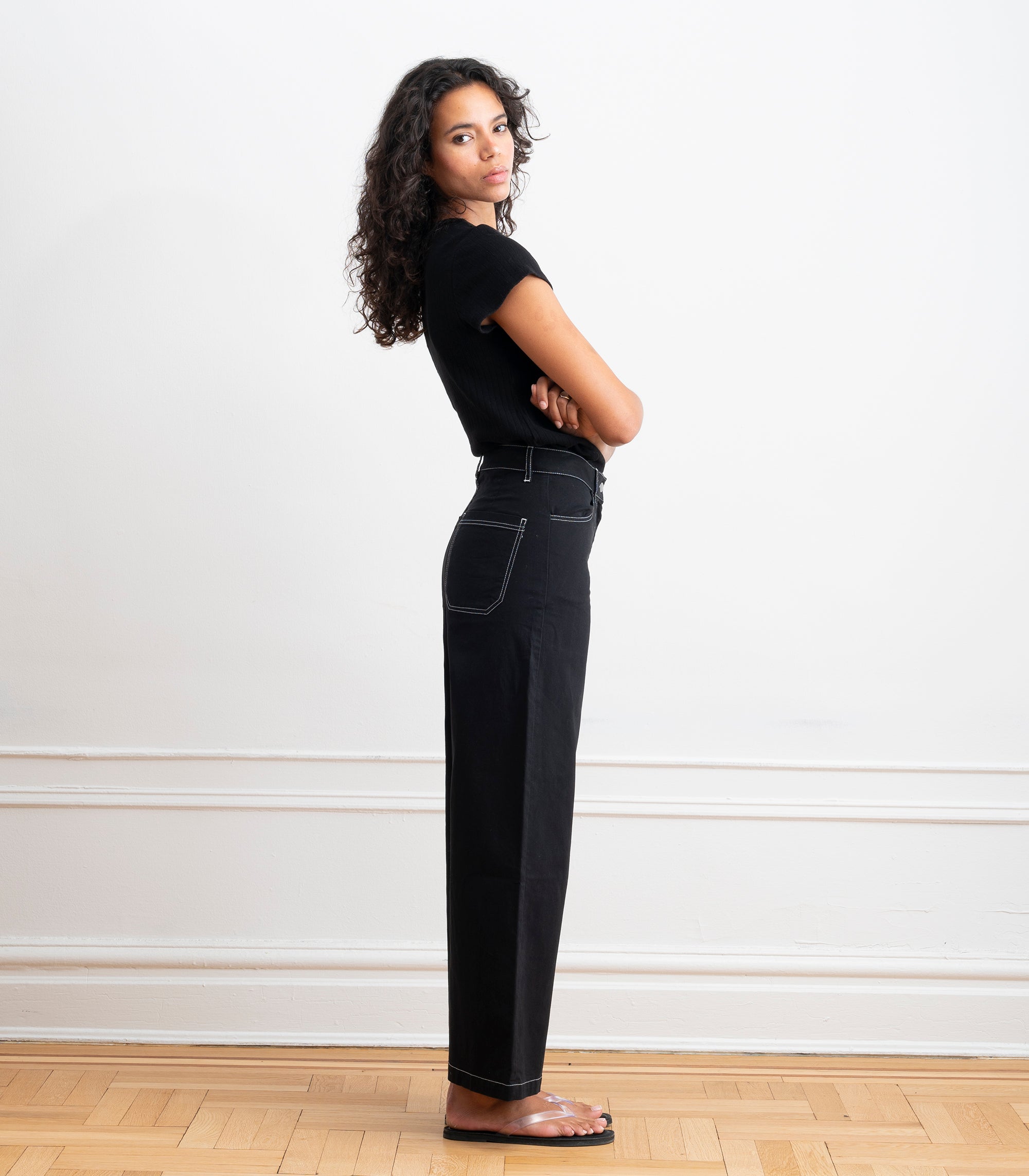 Toni Wide Ankle Pants - Black & White