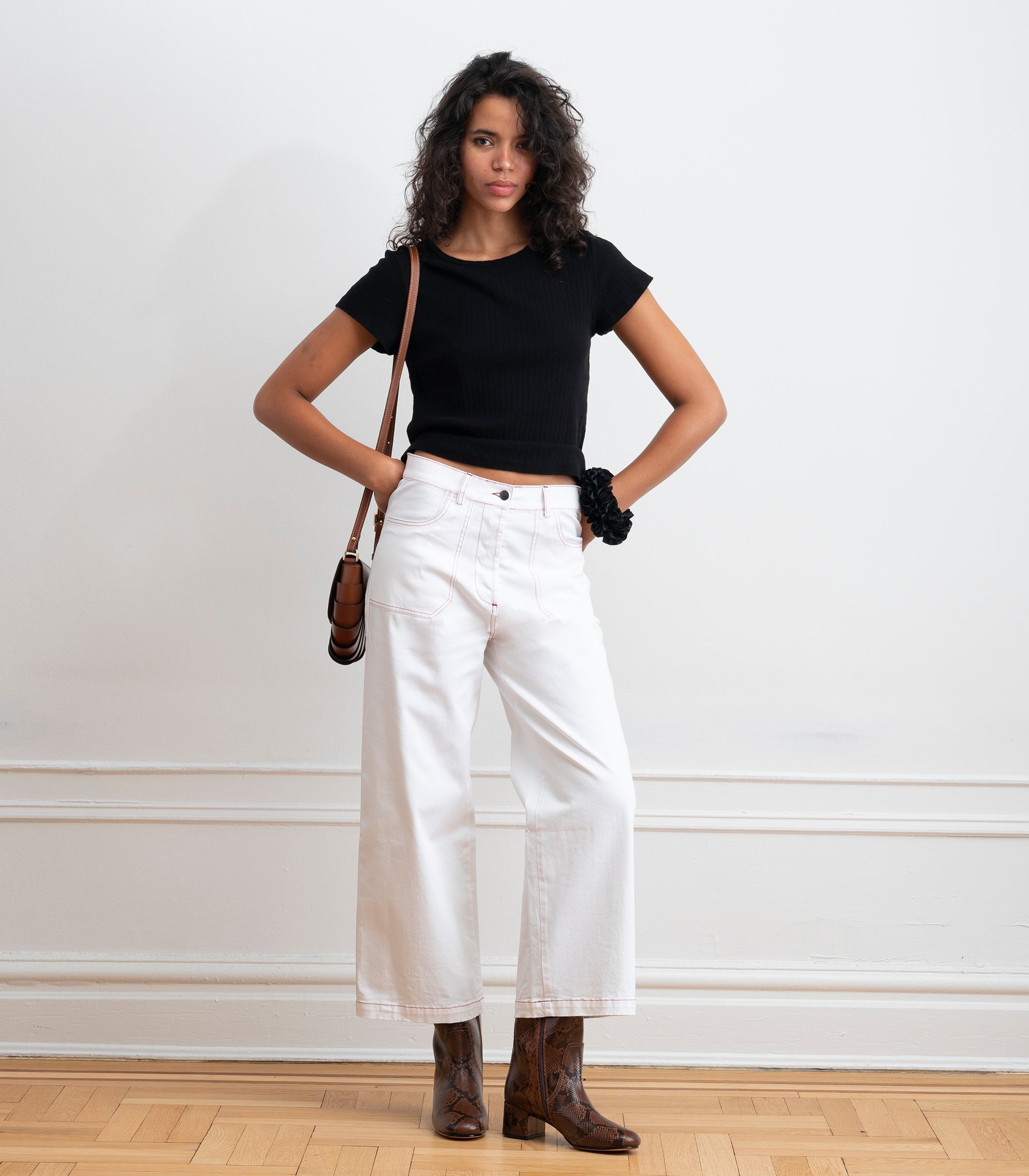 Miranda Pointelle Tee - Black SS26