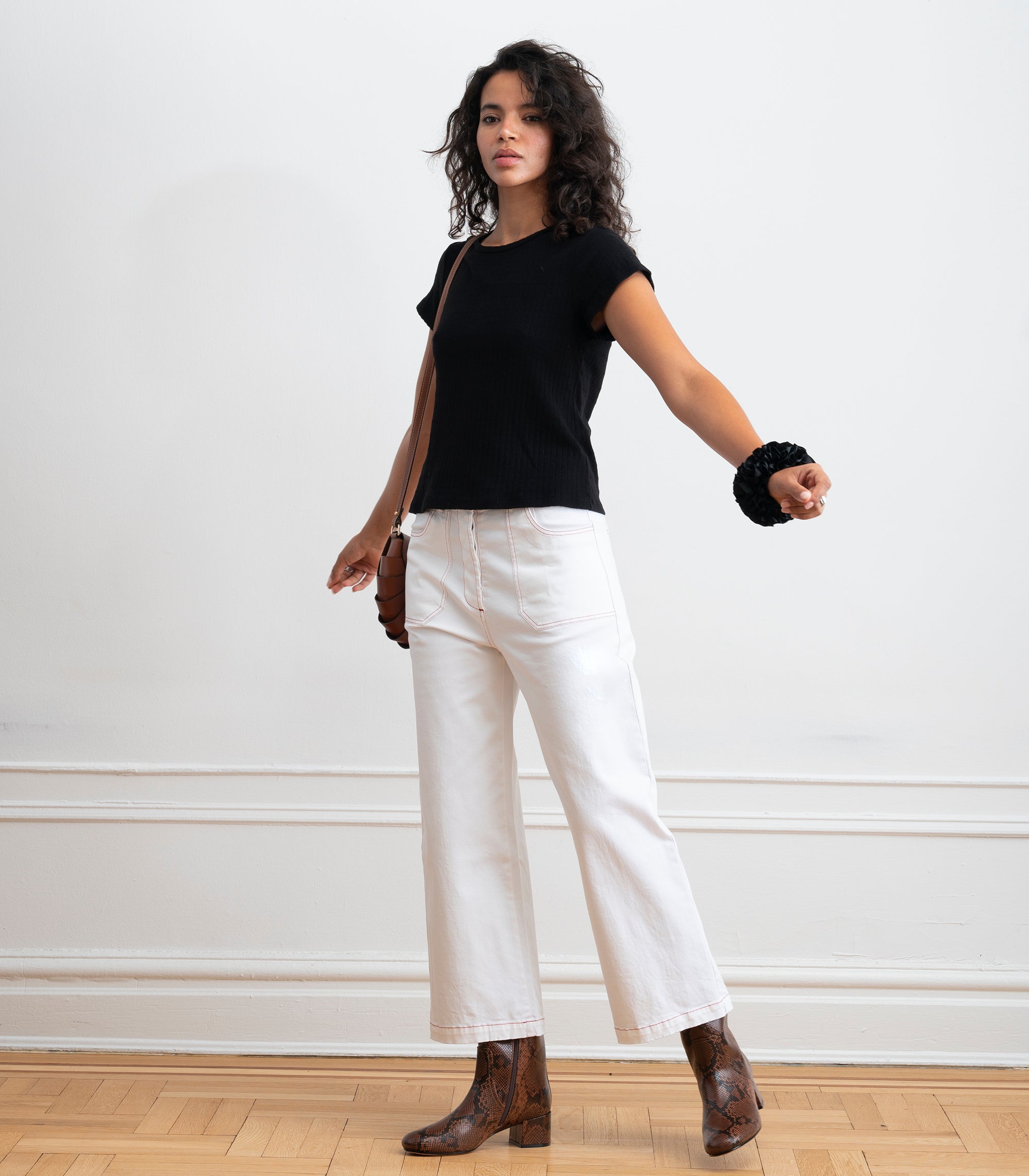 Miranda Pointelle Tee - Black SS26