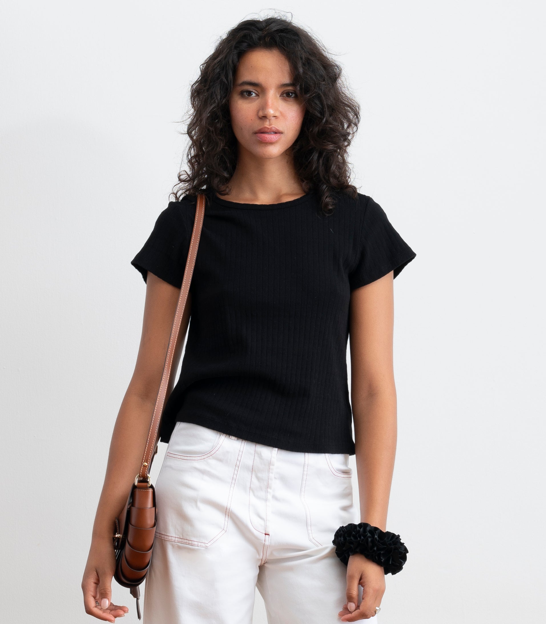 Miranda Pointelle Tee - Black SS26