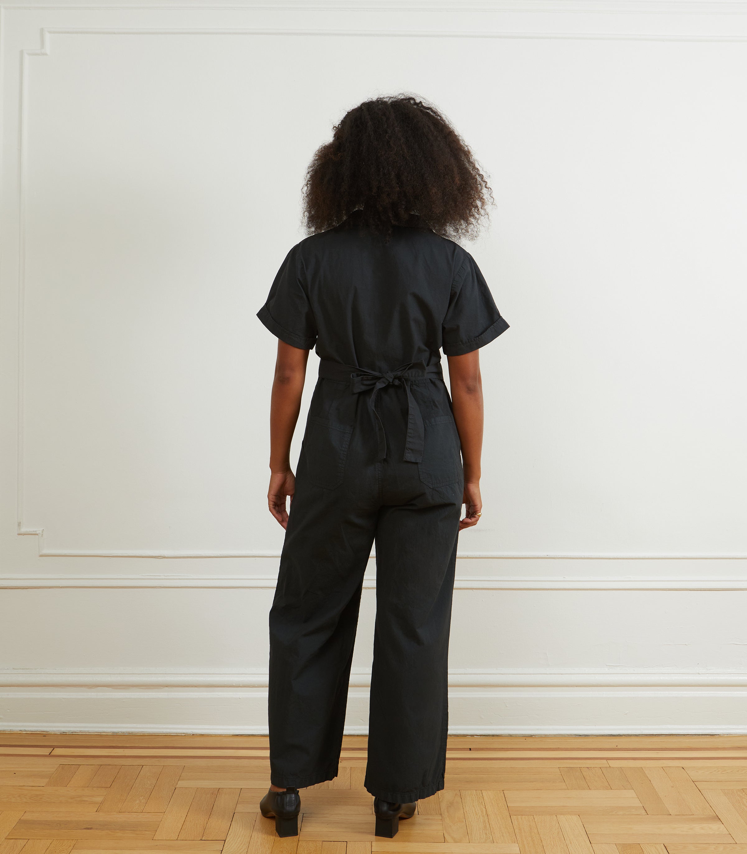 Poppy Short Sleeve Utility Jumpsuit - Black