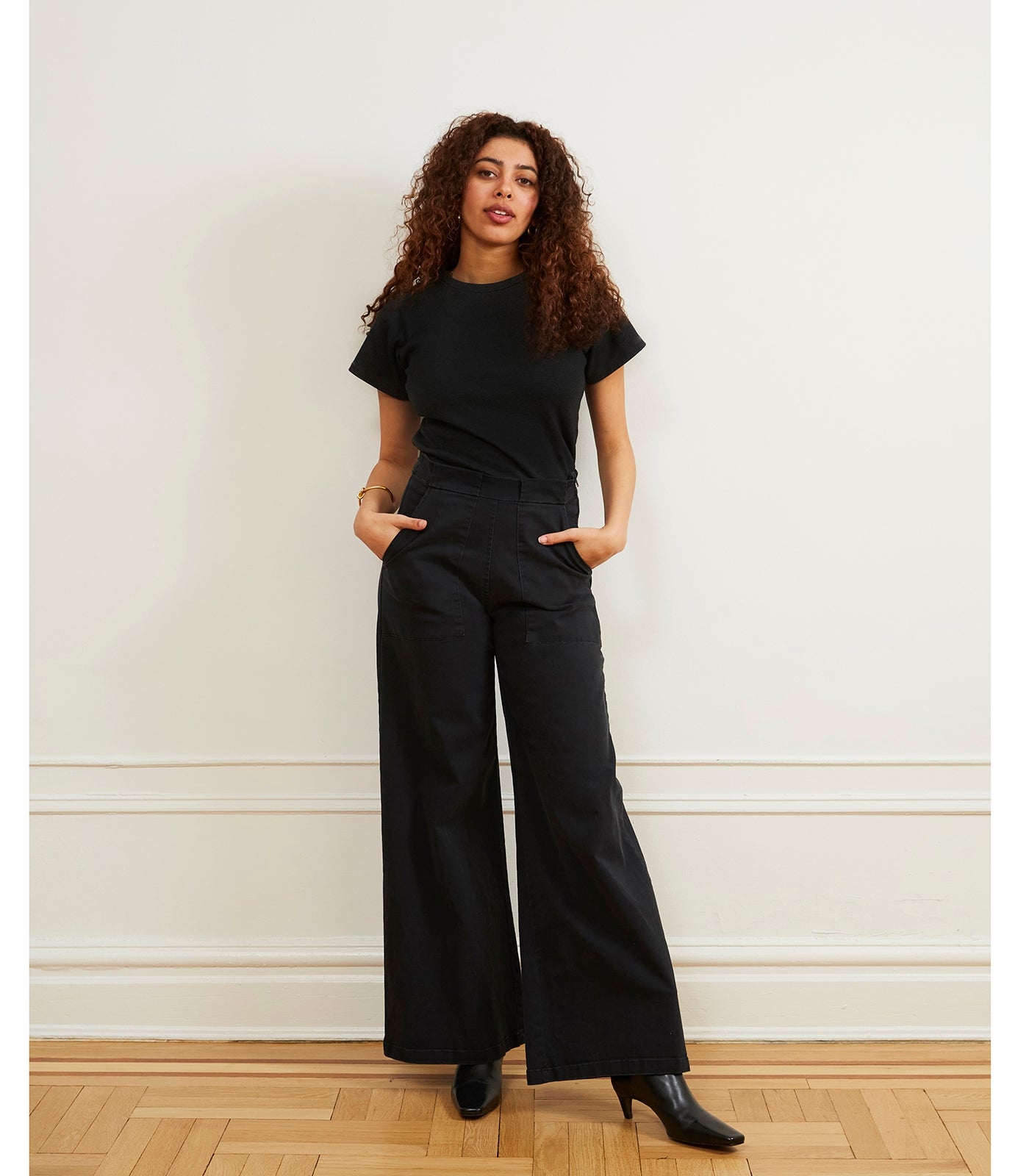 Long Sabrina Wide-Leg Pants - Black SAMPLE SALE