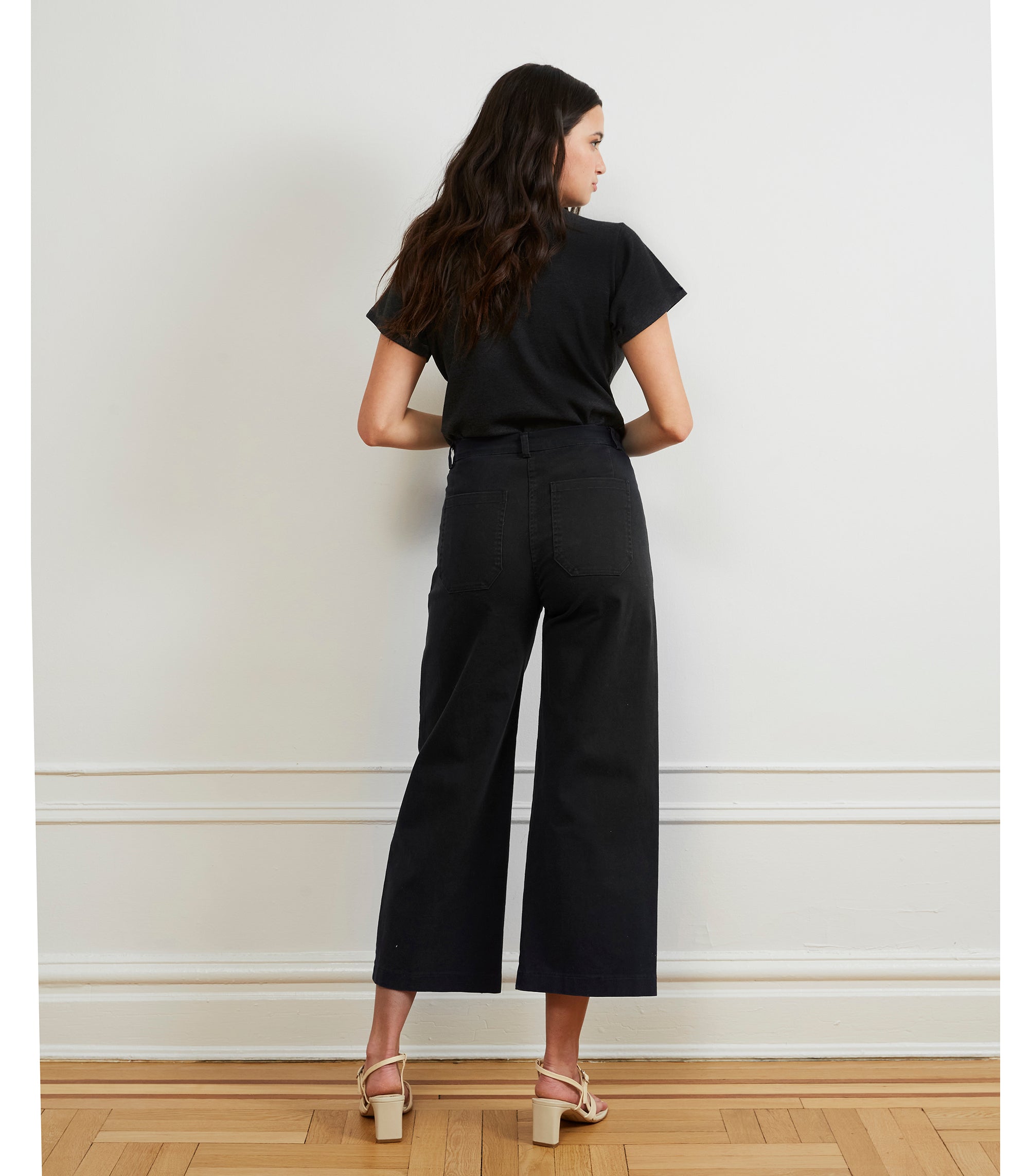 Simone Wide Crop Pants - Black