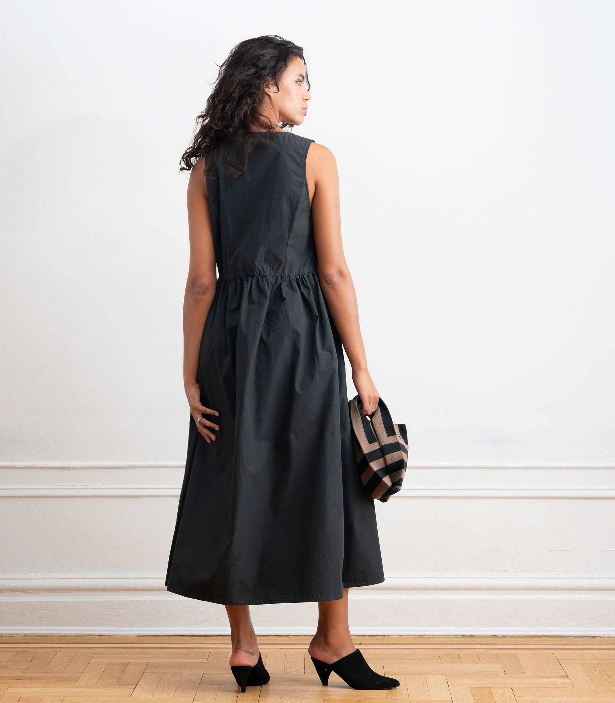Sierra Button Up Midi Dress - Black