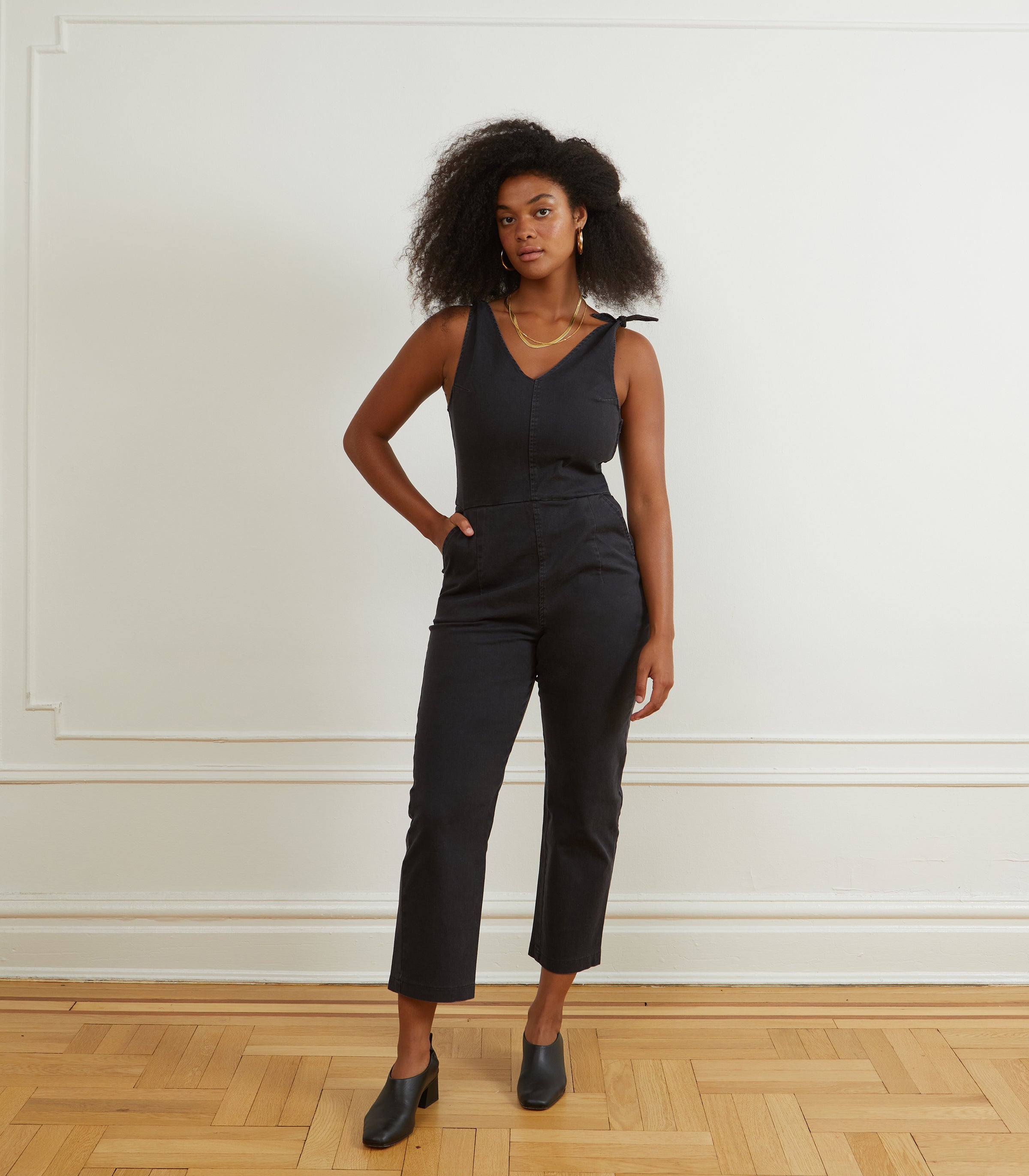 Slate Tie Strap Coveralls - Black SAMPLE SALE