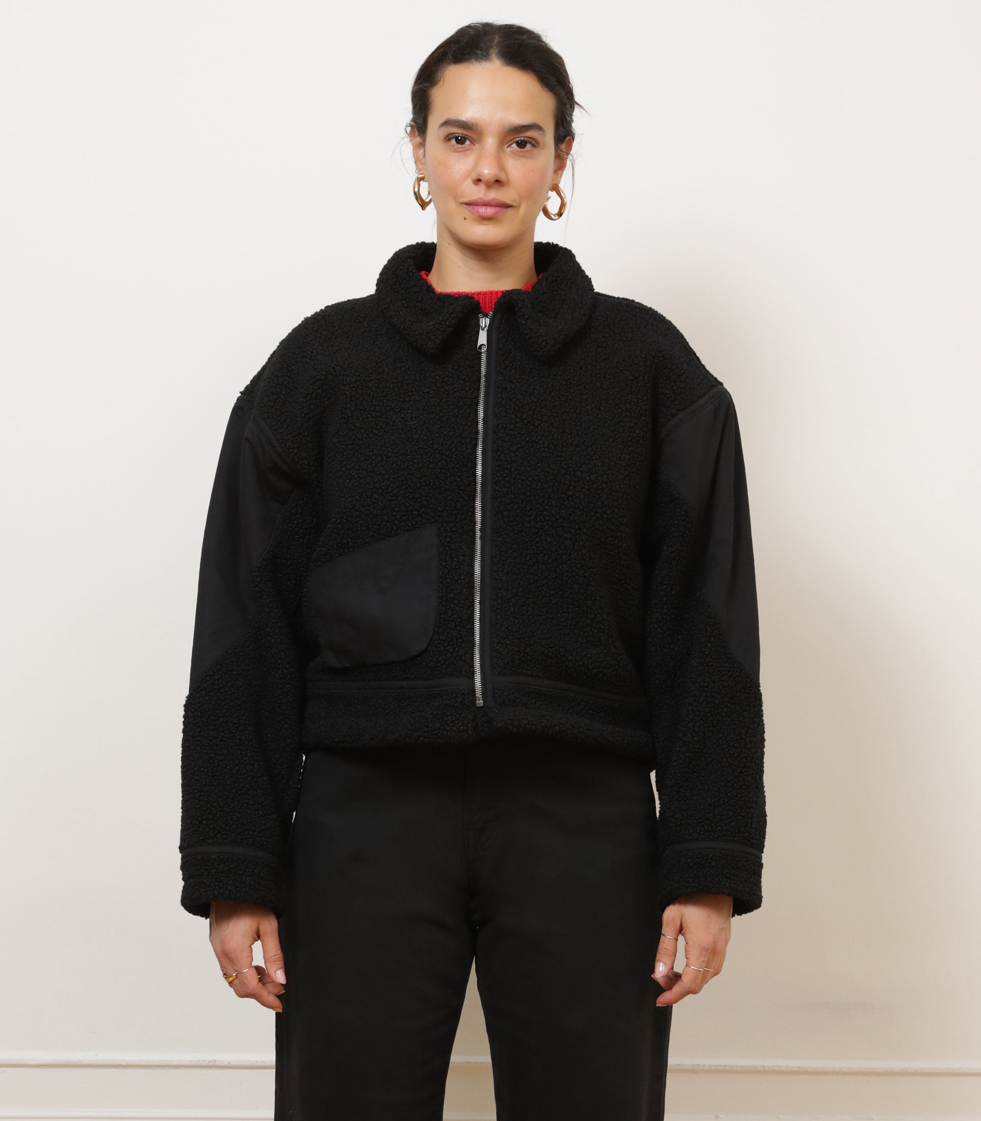Vanessa Shearling Bomber Jacket - Black