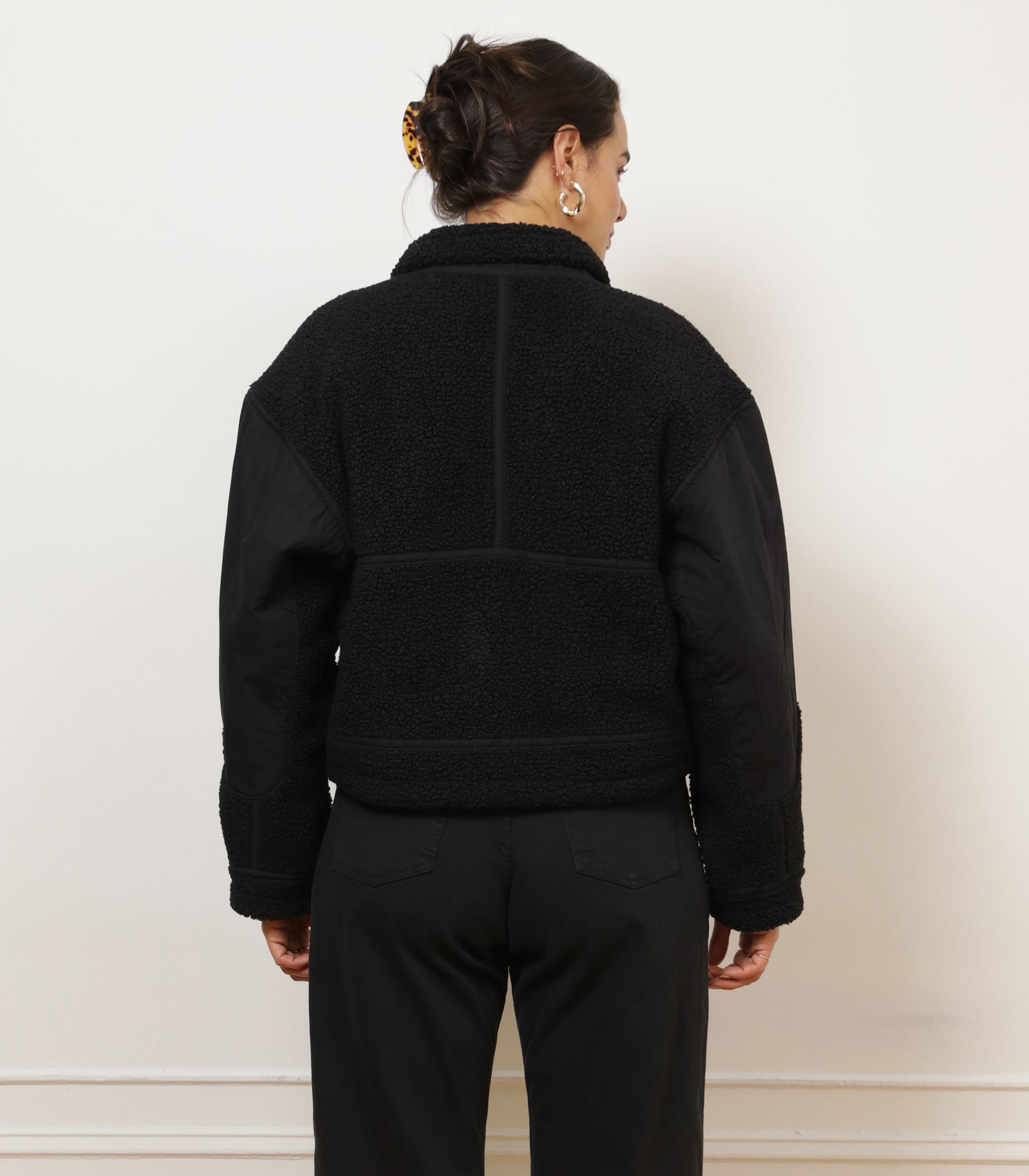 Vanessa Shearling Bomber Jacket - Black
