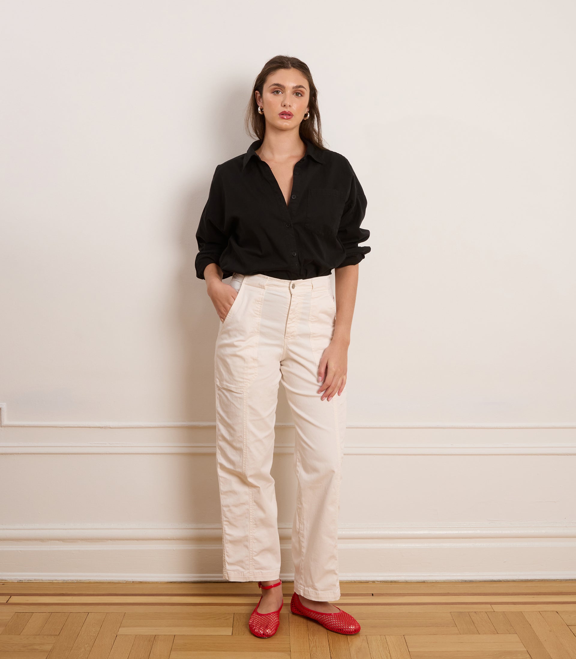 Jess Relaxed Seamed Trousers Salt
