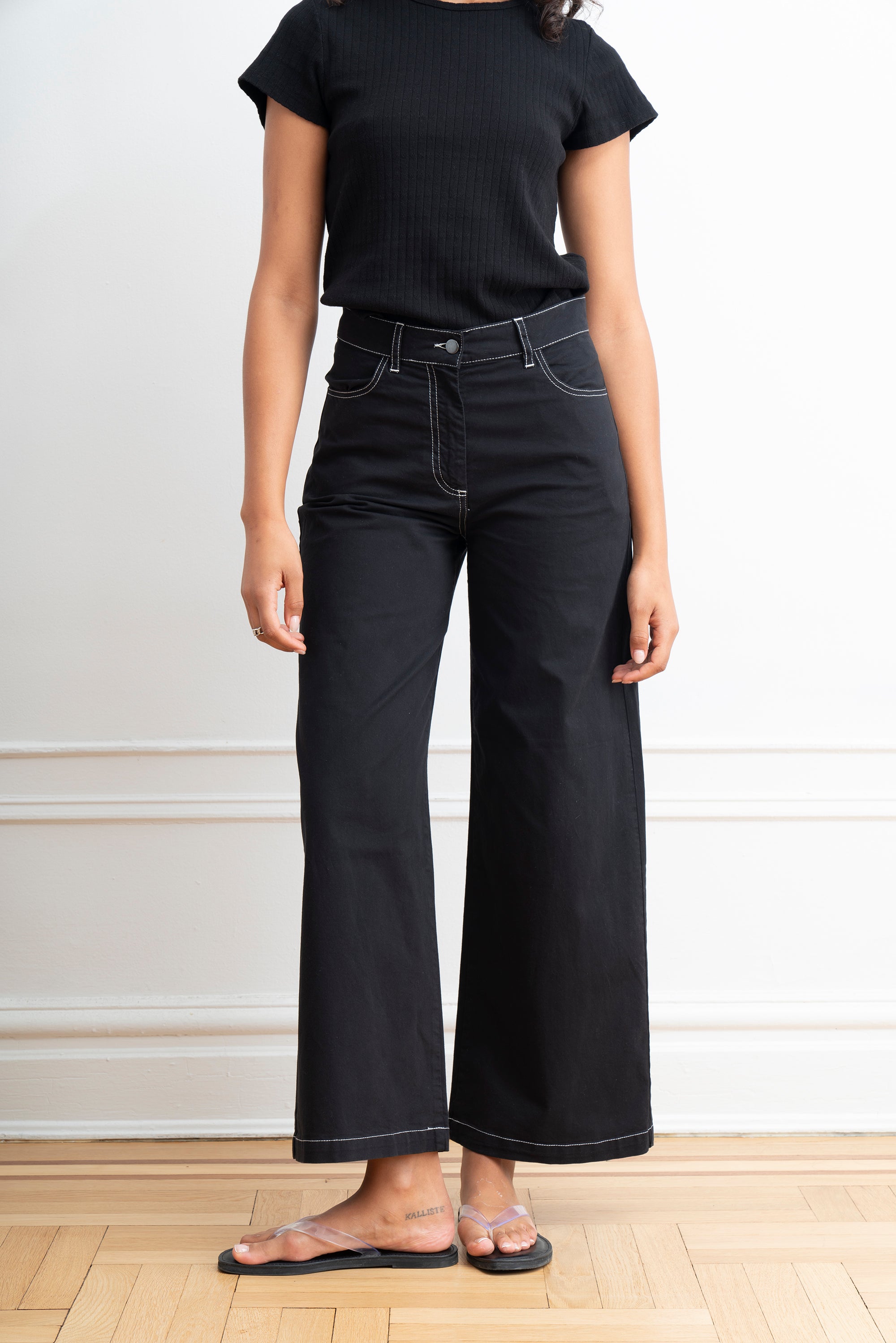 Toni Wide Ankle Pants - Black & White