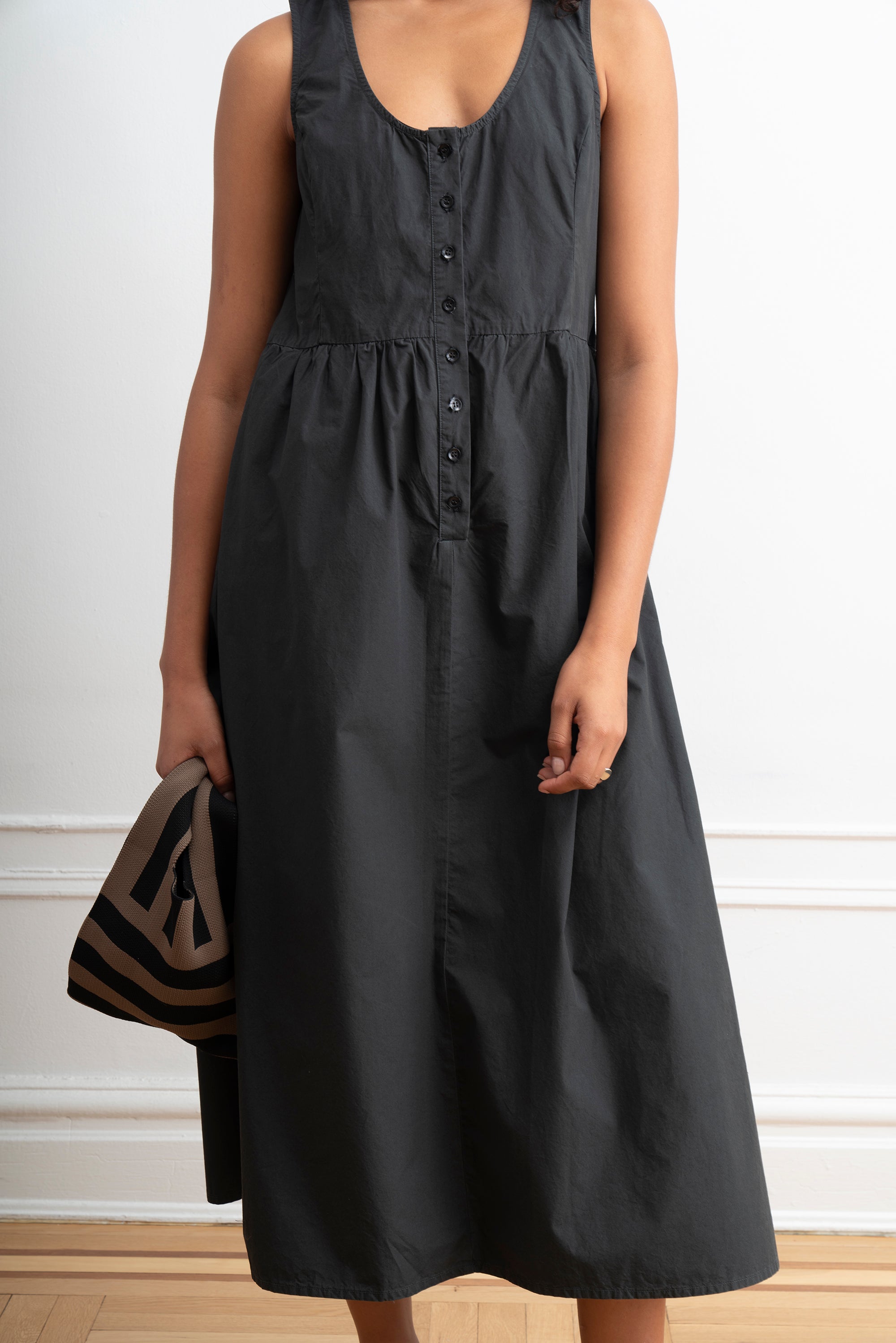 Sierra Button Up Midi Dress - Black