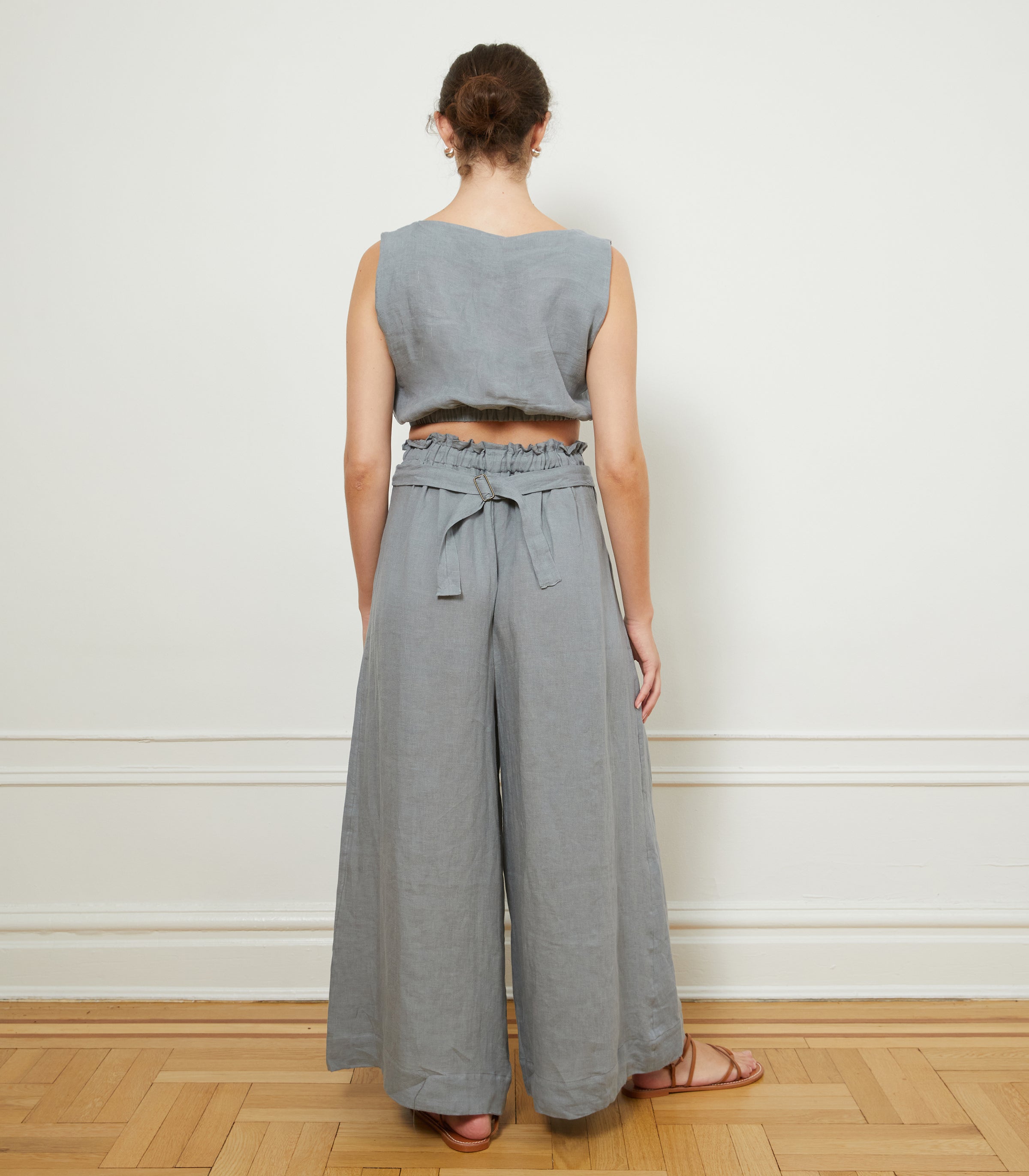 Andy Draped Wide Linen Pants & Carla Top - Blue | LOUP x Biankalu