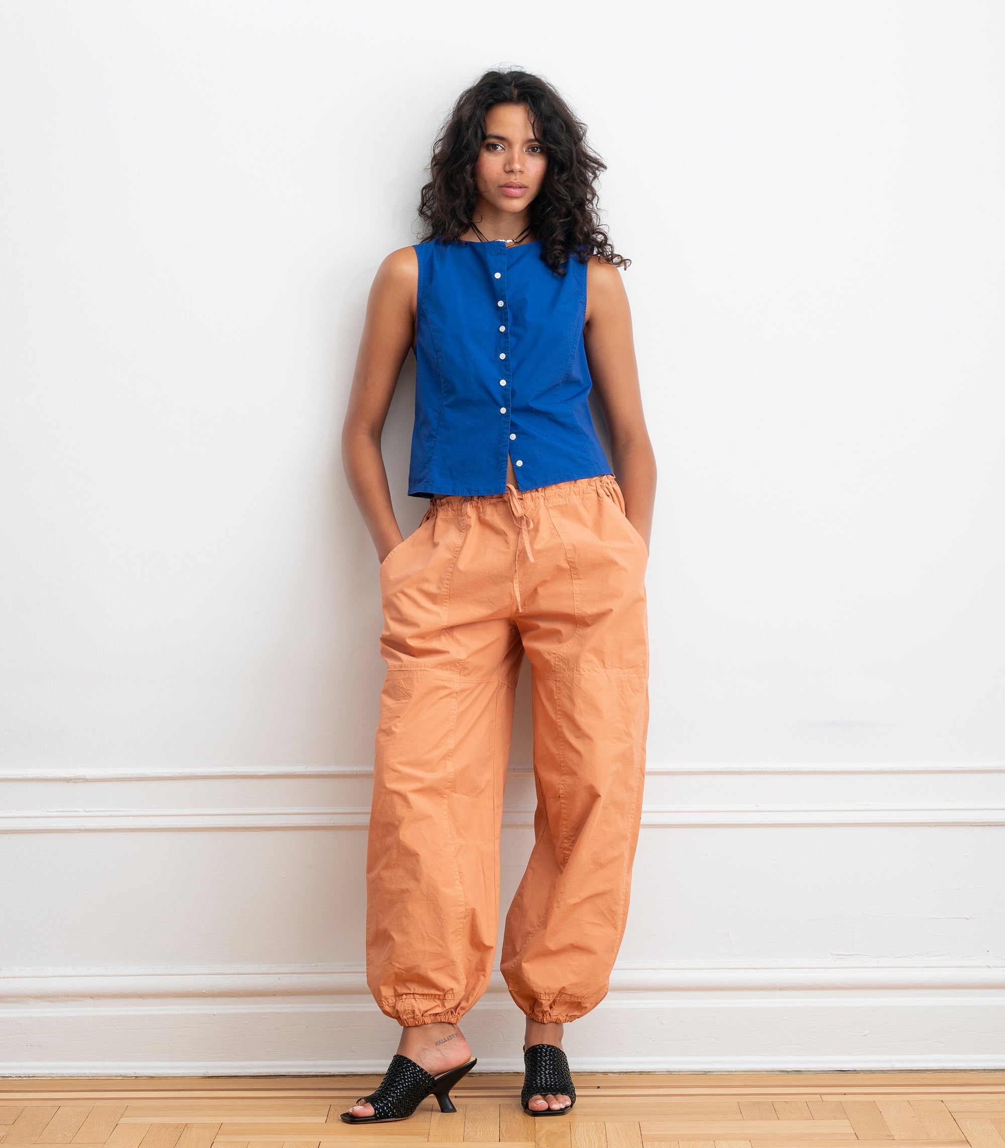 Nara Parachute Leg Drawstring Pants - Peach SS26