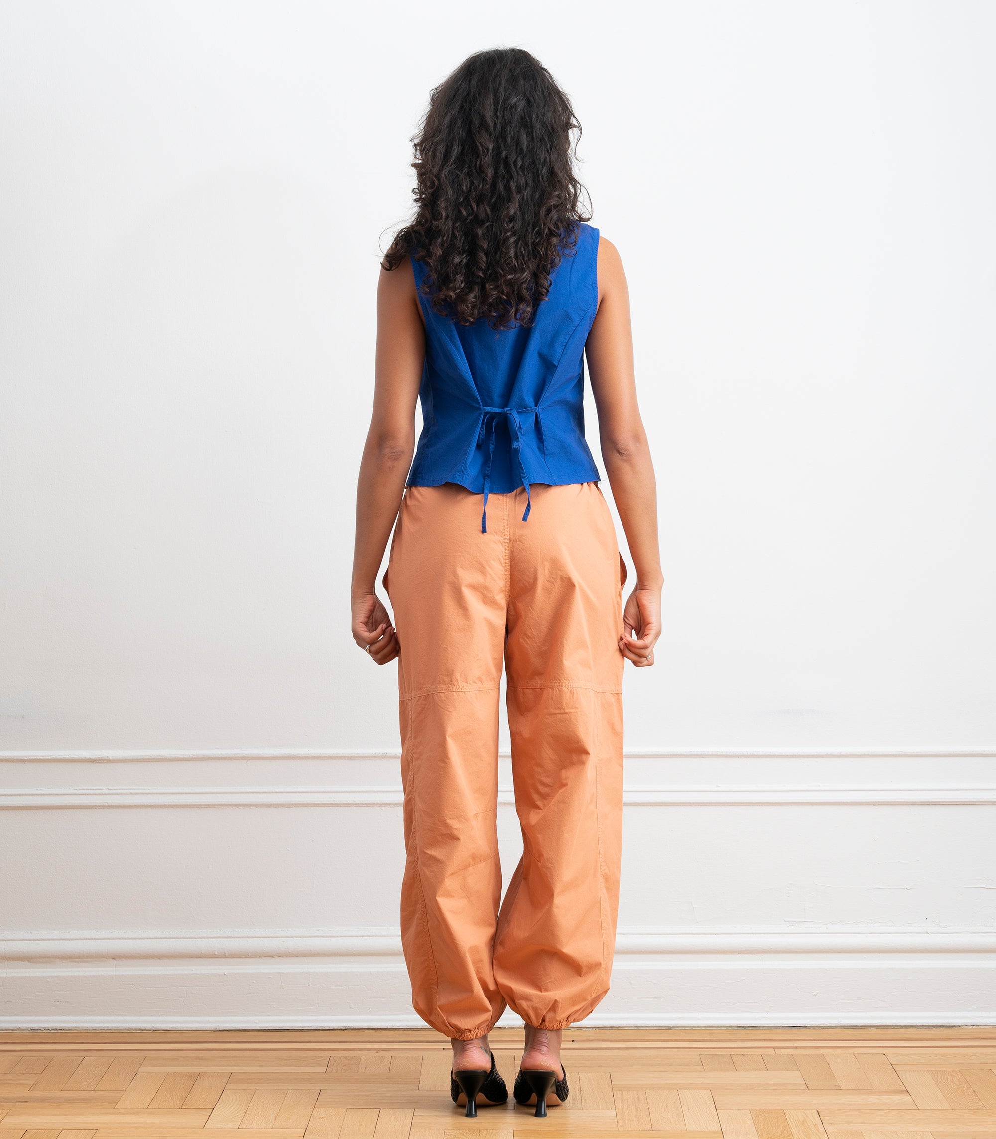 Hannah Cropped Tie Vest - Blueberry